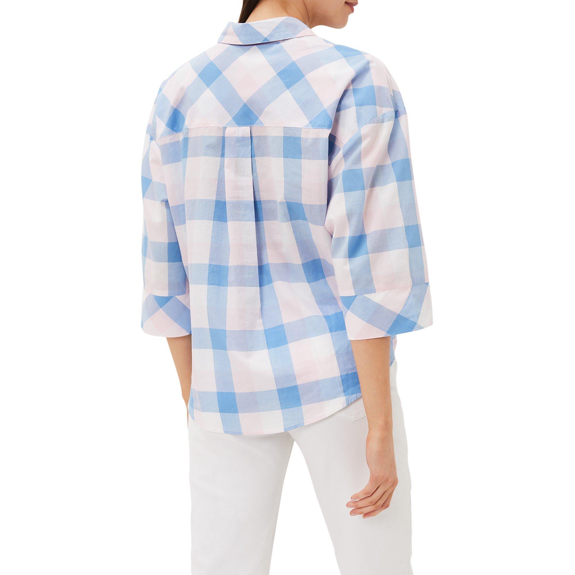 Soft Pink/ Blue - Phase Eight - Della Checked Tie Front Blouse - 3