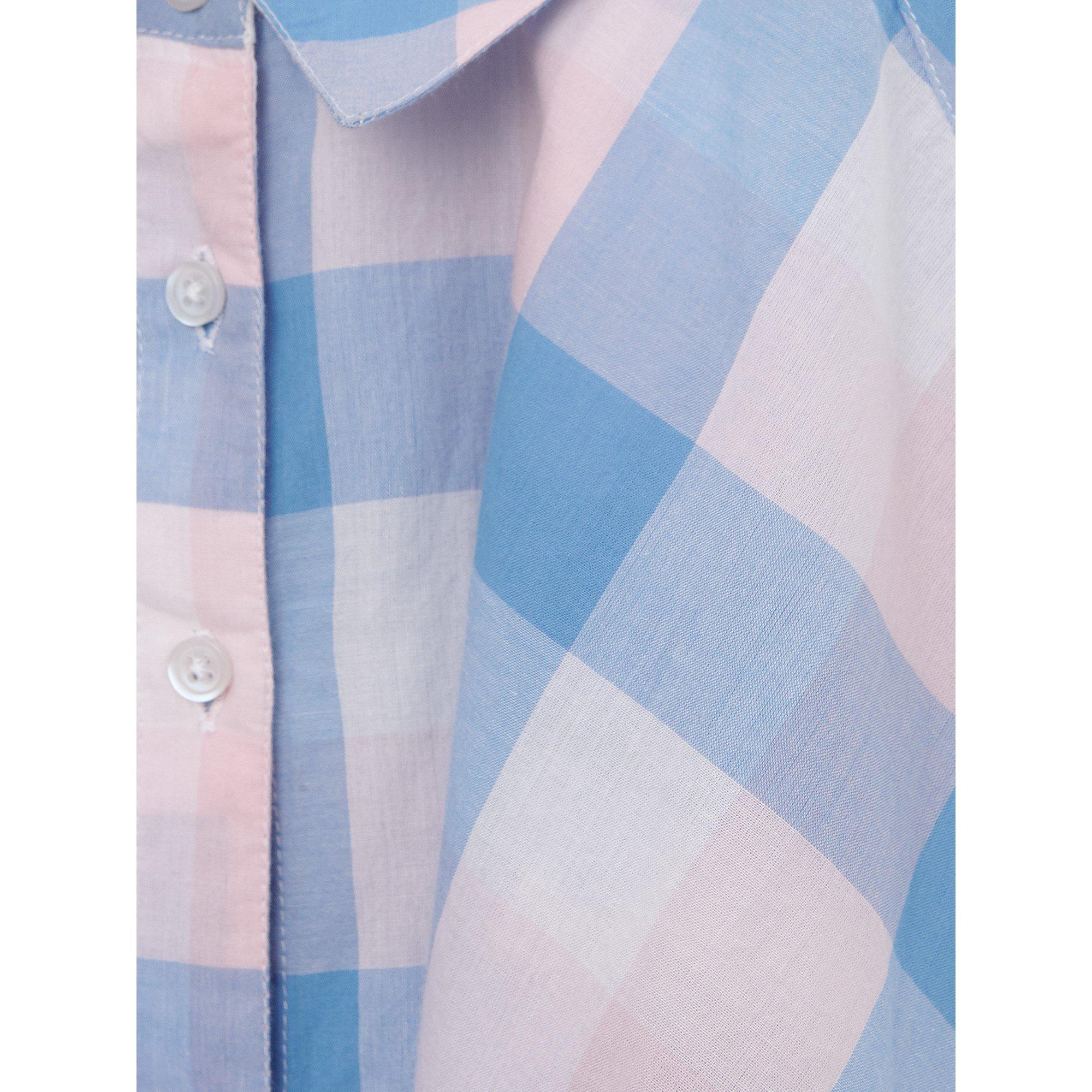 Soft Pink/ Blue - Phase Eight - Della Checked Tie Front Blouse - 5