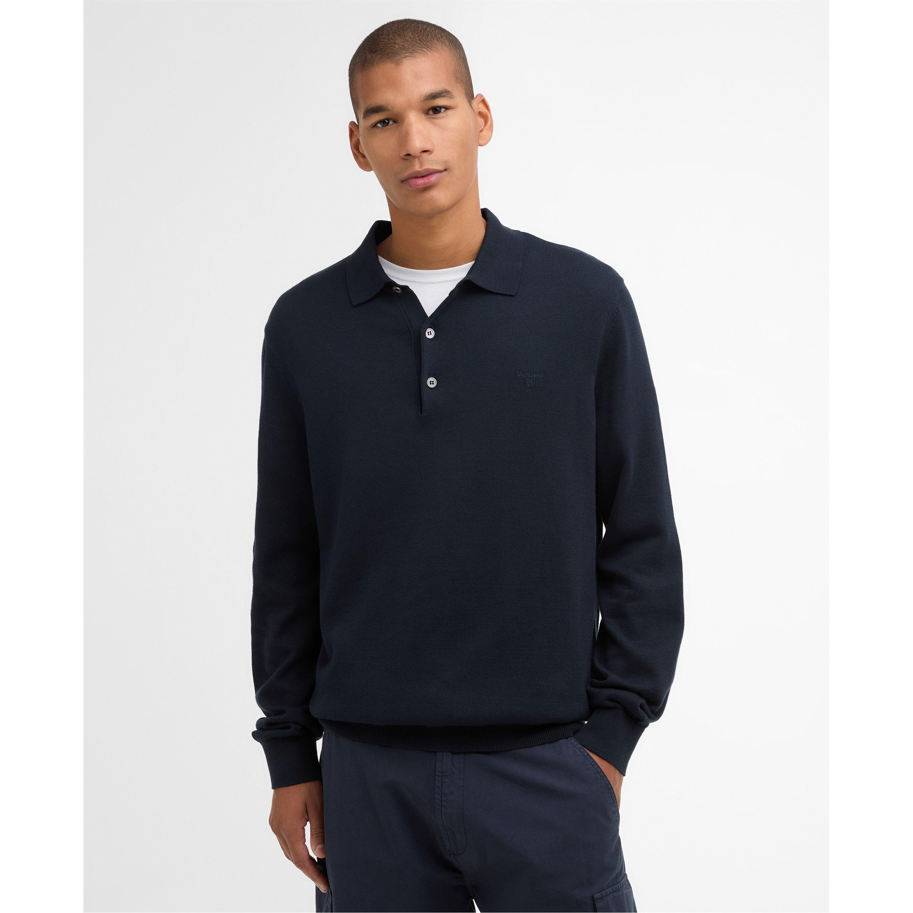 Navy - Barbour - Mens Knitted Polo - 2