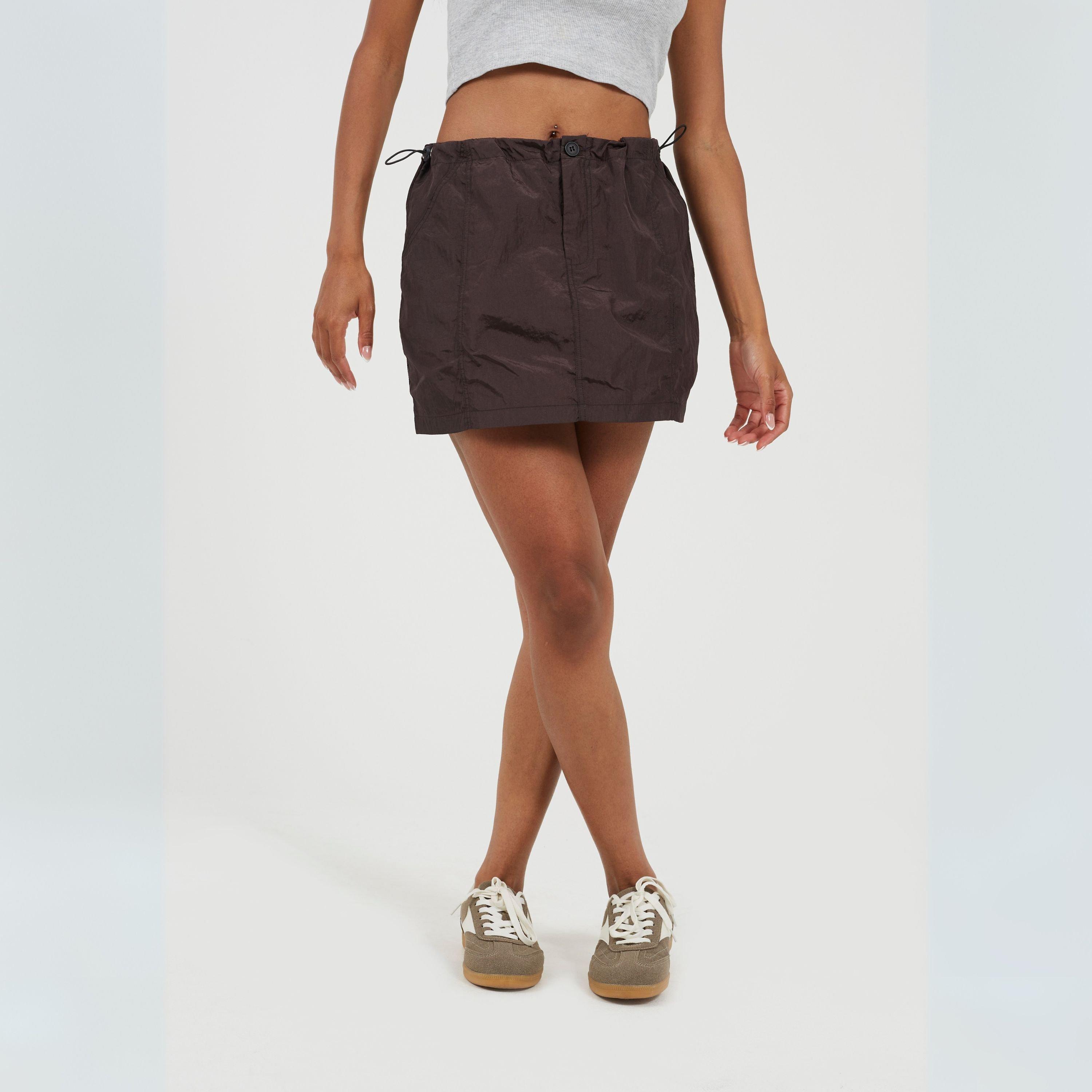 Marron - Brave Soul - Womens Cargo Mini Skirt with Toggle Waist - 1