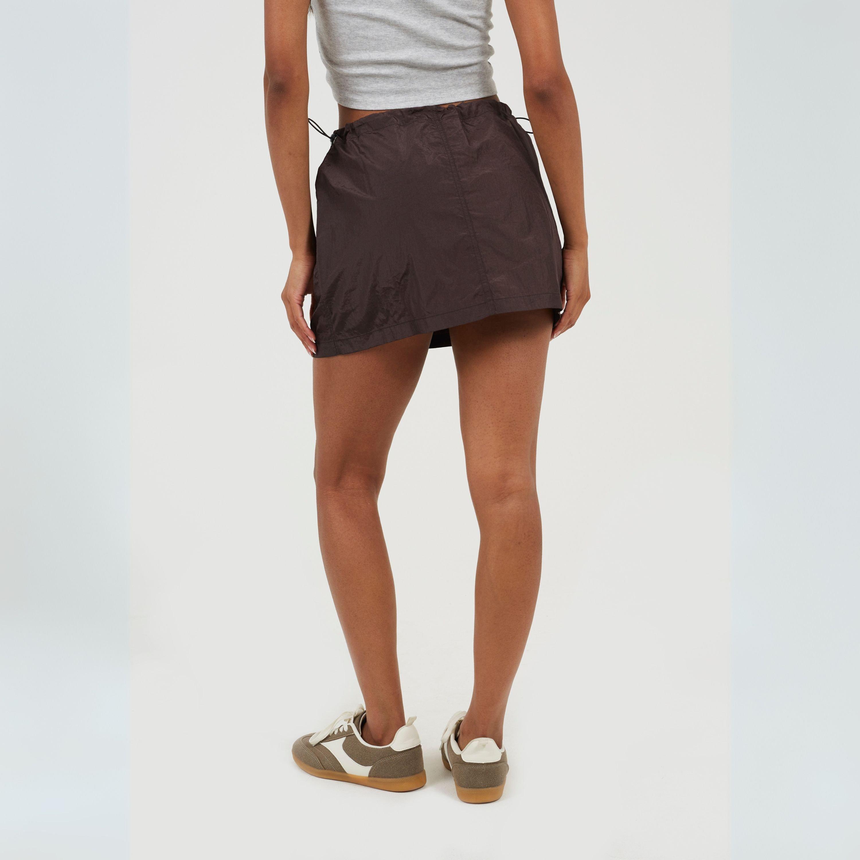 Brown - Brave Soul - Womens Cargo Mini Skirt with Toggle Waist - 2