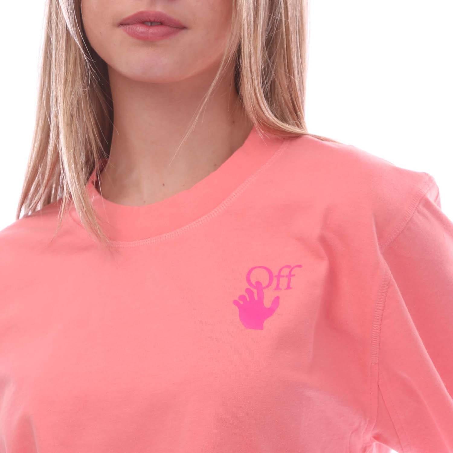 Pink - Off White - Hands Off Cropped T-Shirt - 3