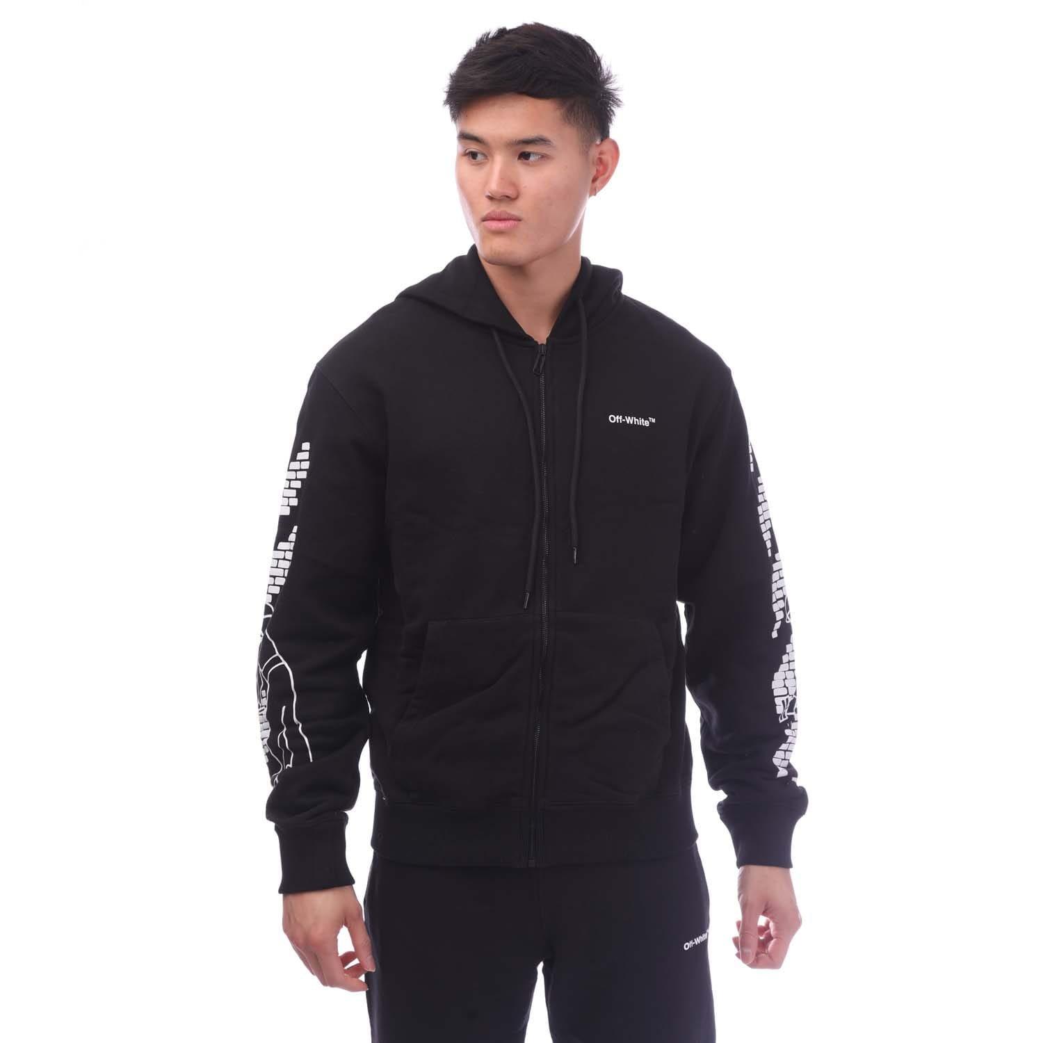 Black-White - Off White - Bricks Slim Zip Hoodie - 1