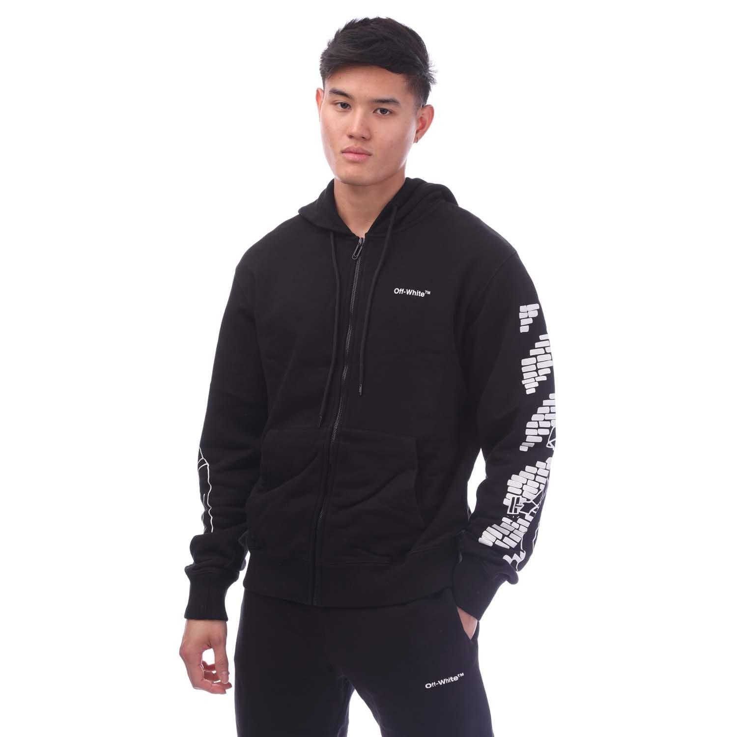 Black-White - Off White - Bricks Slim Zip Hoodie - 2
