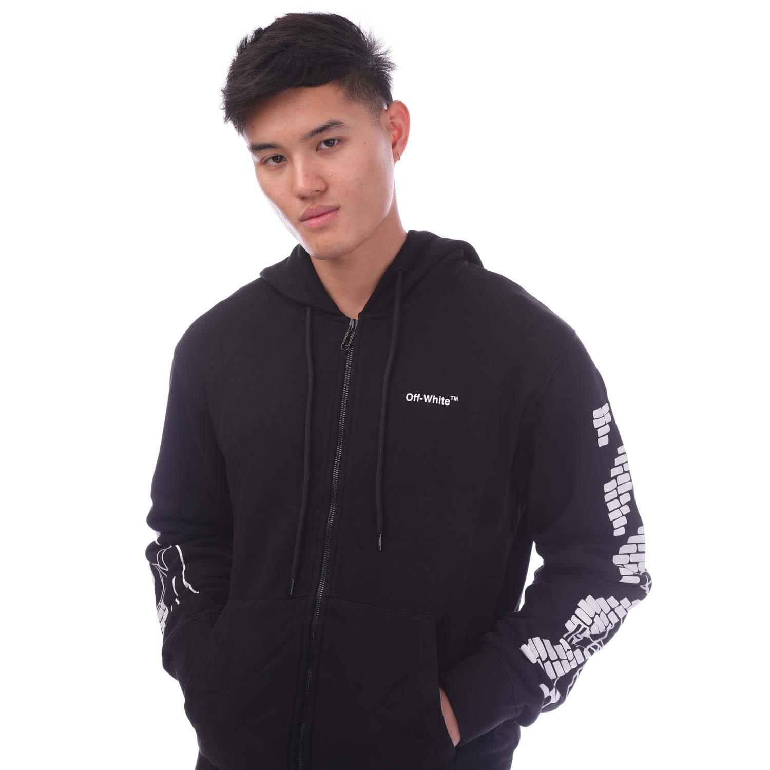 Black-White - Off White - Bricks Slim Zip Hoodie - 5