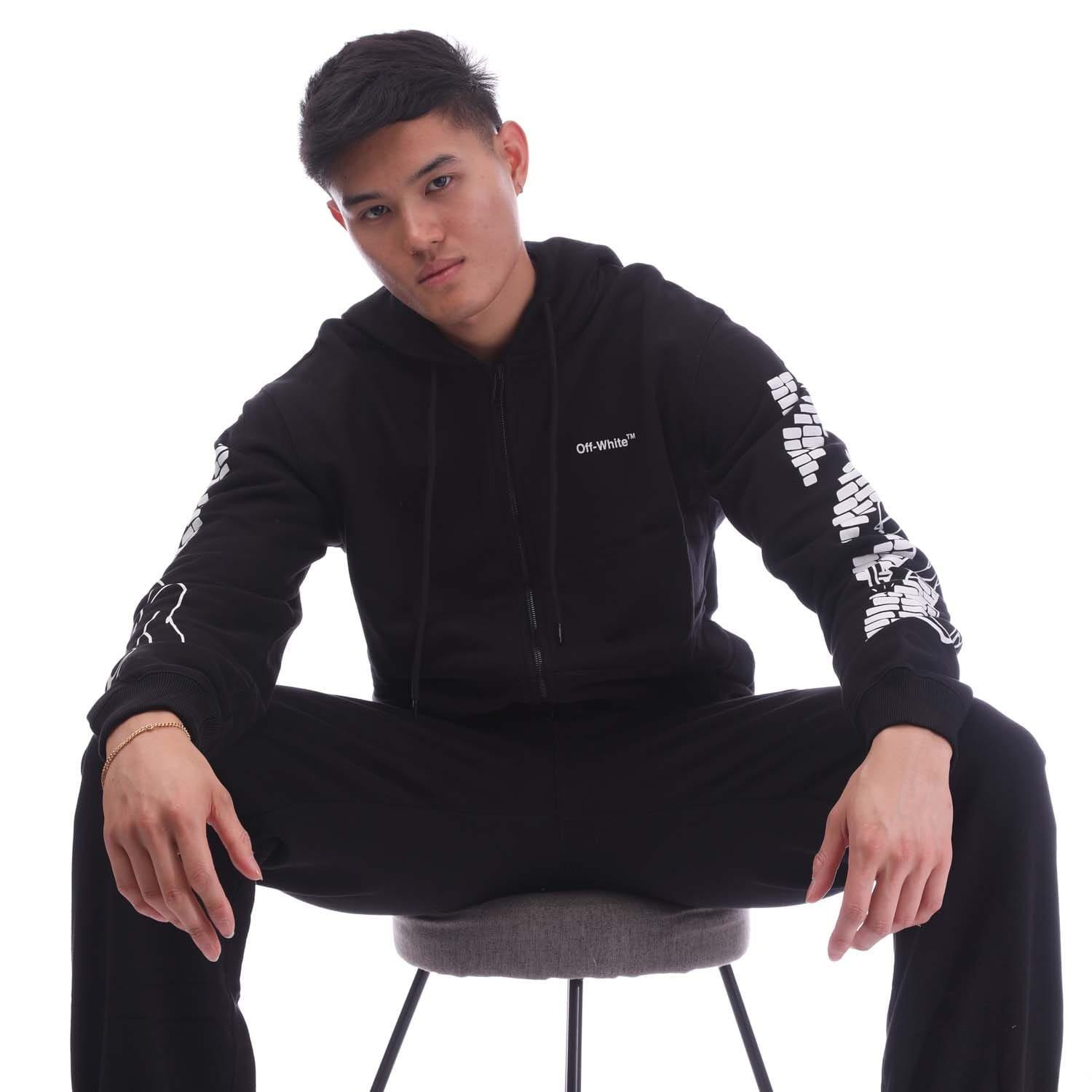 Black-White - Off White - Bricks Slim Zip Hoodie - 6