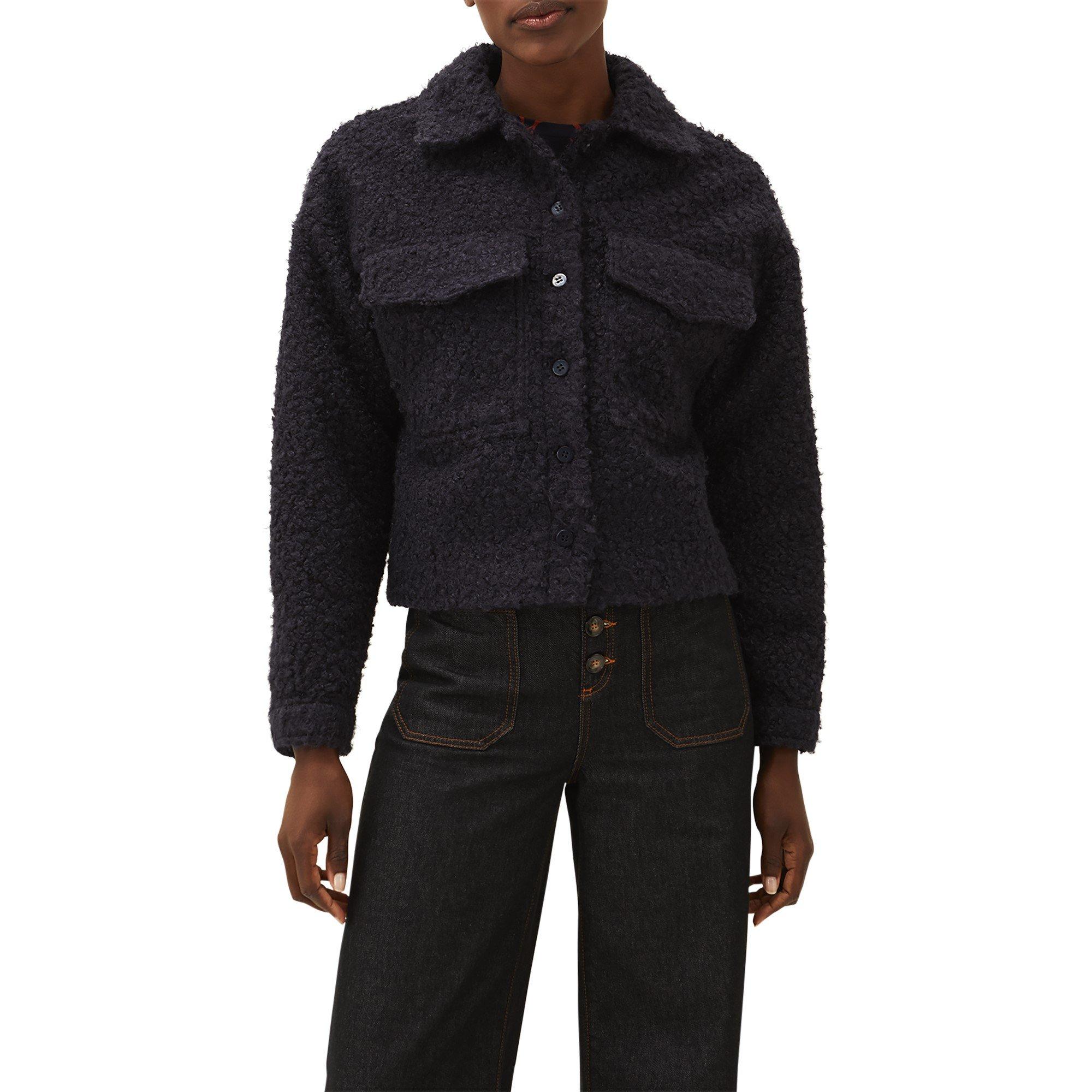 Navy - Phase Eight - Women's Blake Boxy Borg Teddy Texture Jacket - 2