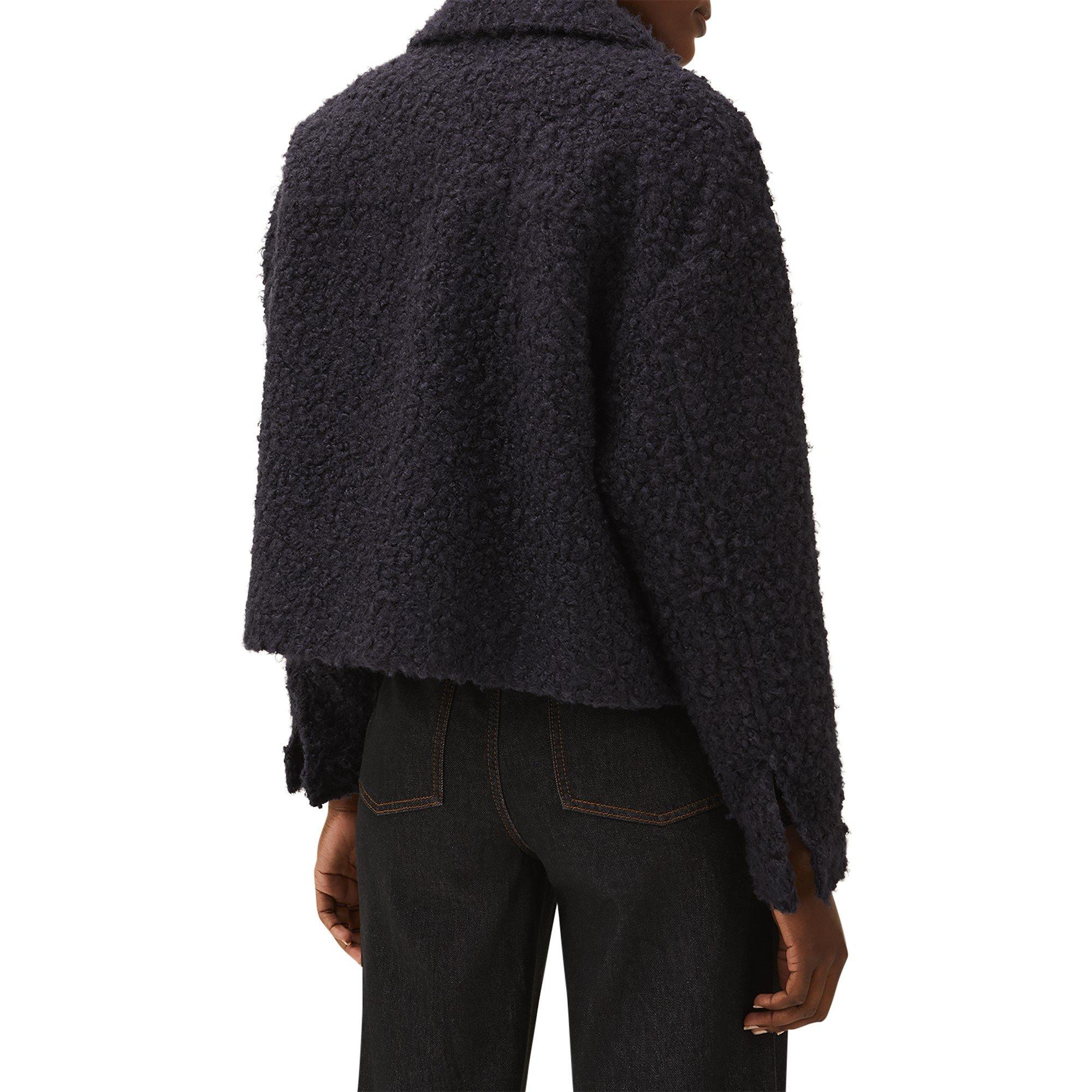 Navy - Phase Eight - Women's Blake Boxy Borg Teddy Texture Jacket - 3