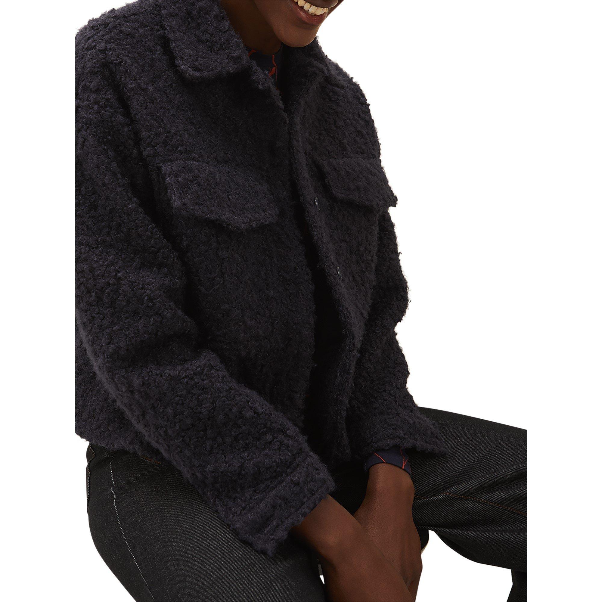 Navy - Phase Eight - Women's Blake Boxy Borg Teddy Texture Jacket - 4