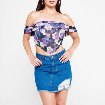 I Saw It First Floral Mesh Corset