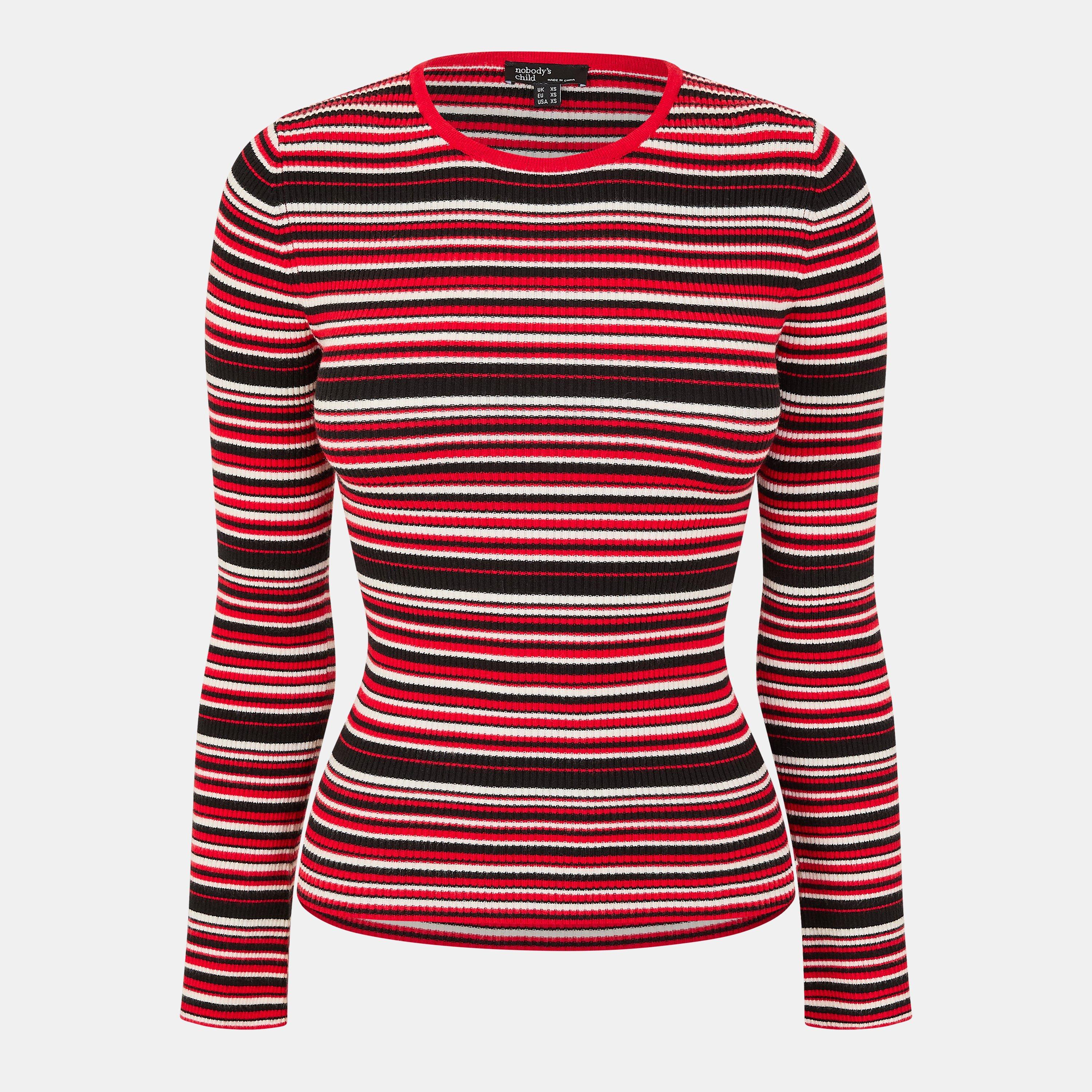 Multi - Nobodys Child - Women's Stripe Structured Knit Crew Neck Jumper - 1
