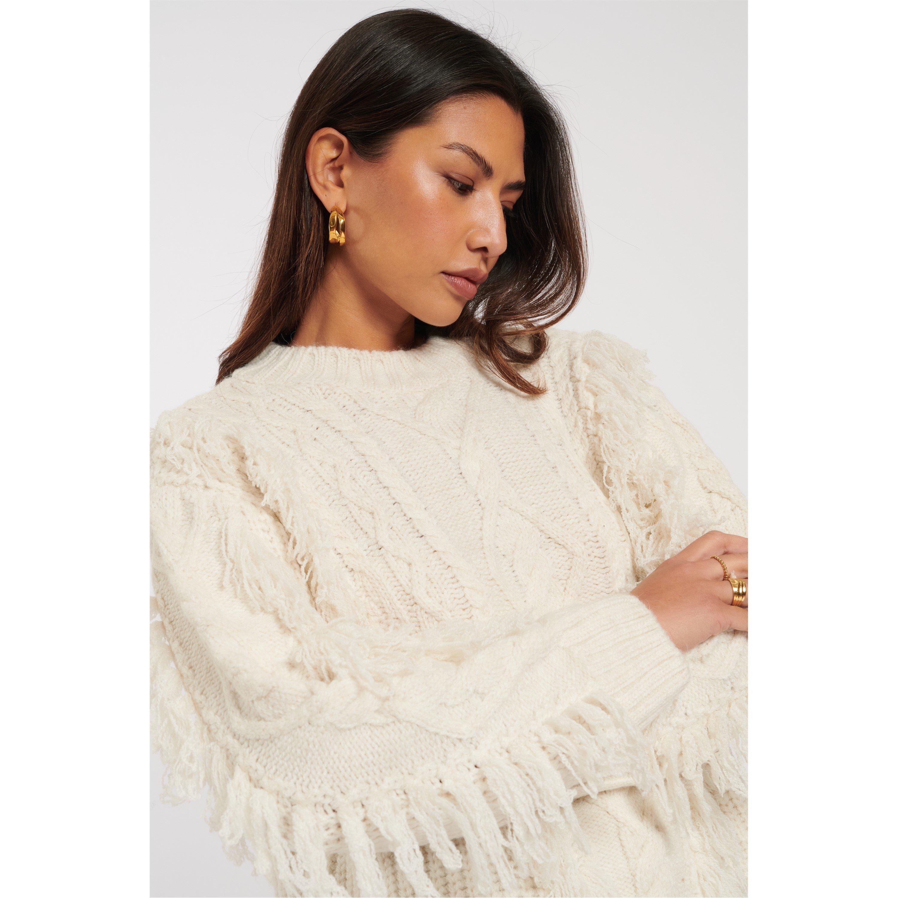 Beige - Nobodys Child - Women's Cable Crew Neck Jumper - 3