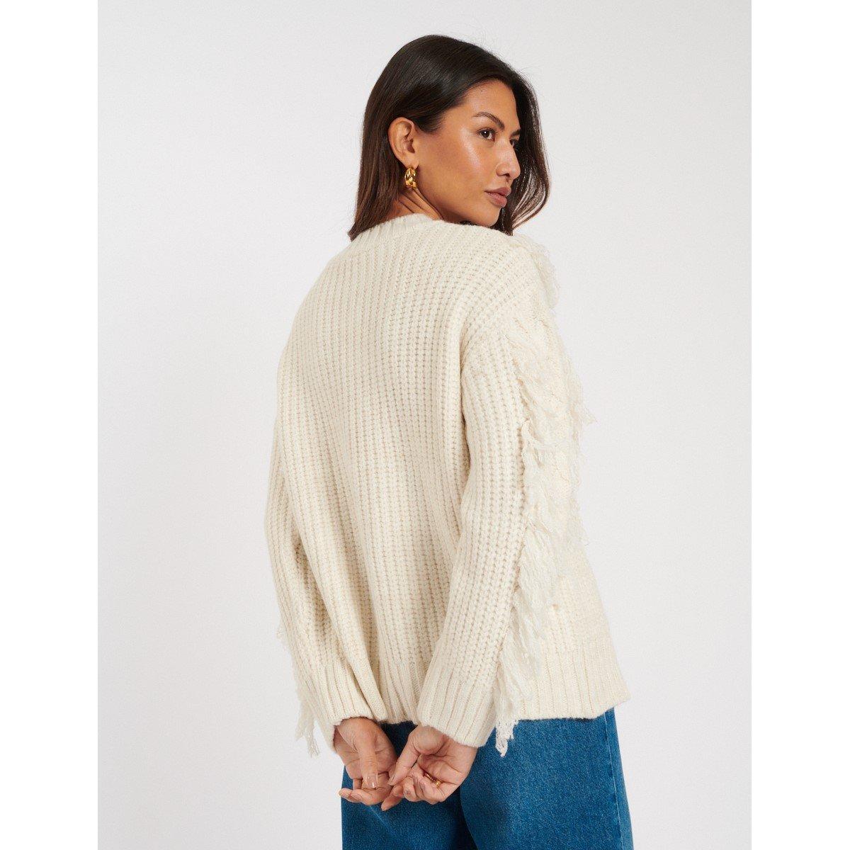Beige - Nobodys Child - Women's Cable Crew Neck Jumper - 4