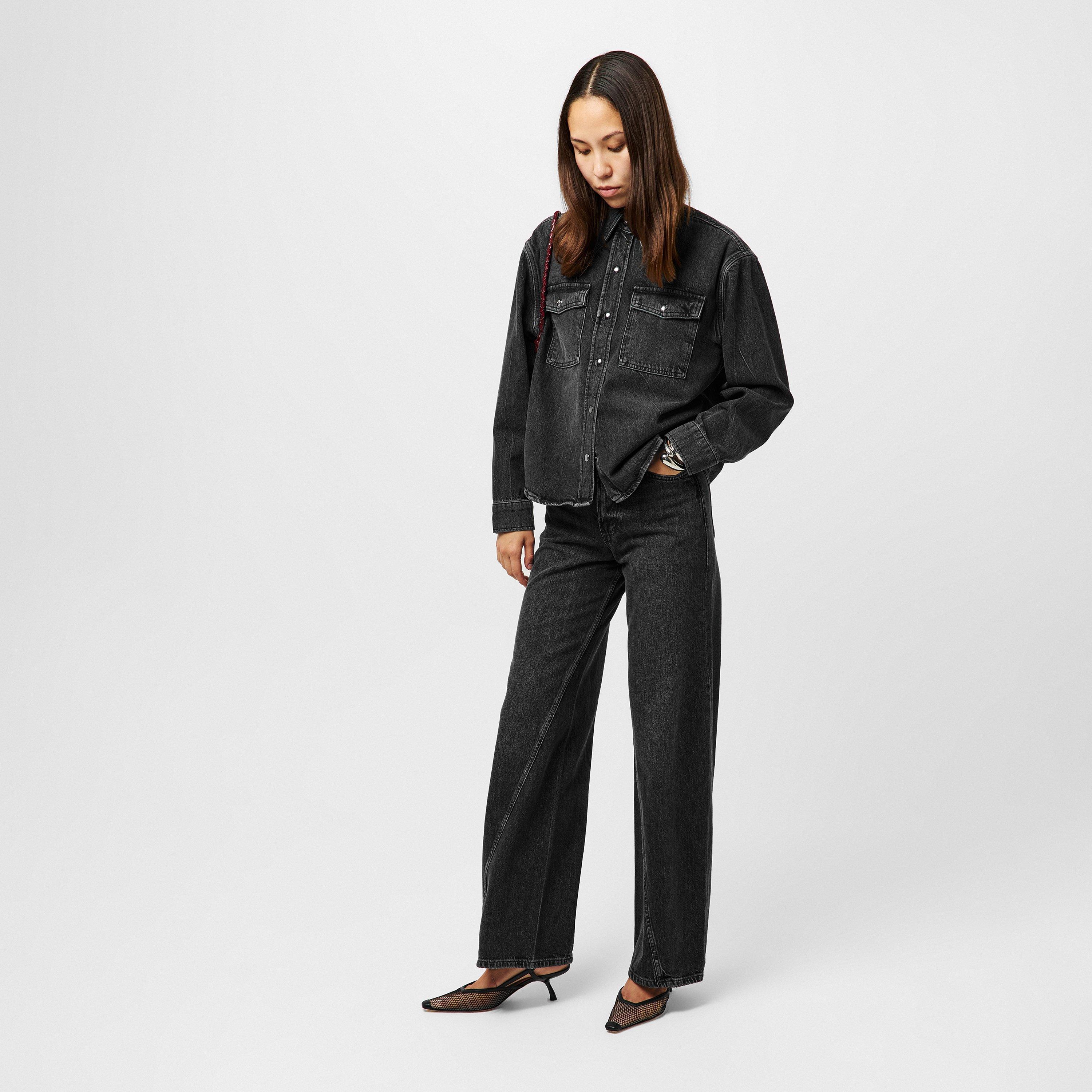 WASHED BLACK - Anine Bing - Women's Brie Wide Leg Jeans - 6