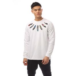 Marcelo Burlon Collar Feathers Regular Long Sleeve T-Shirt
