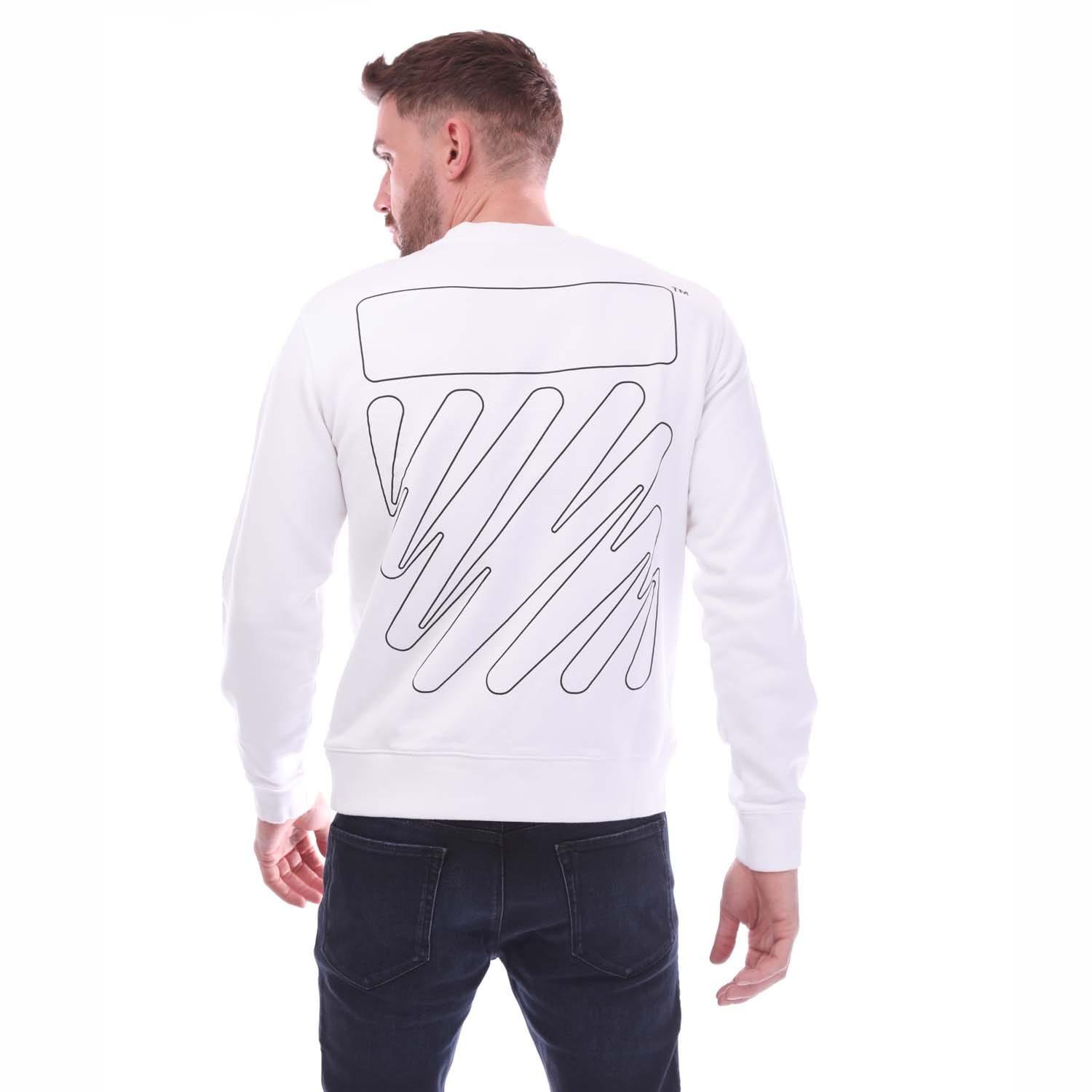 White Black - Off White - Wave Outline Diagonal Slim Crewneck Sweatshirt - 3
