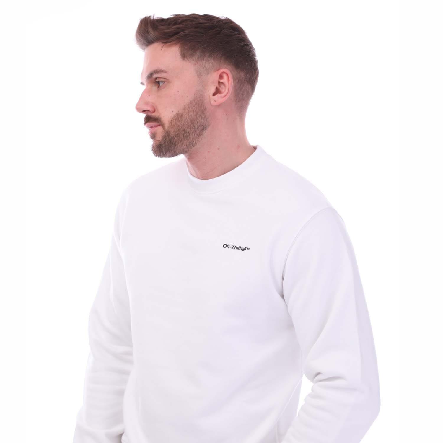 White Black - Off White - Wave Outline Diagonal Slim Crewneck Sweatshirt - 4