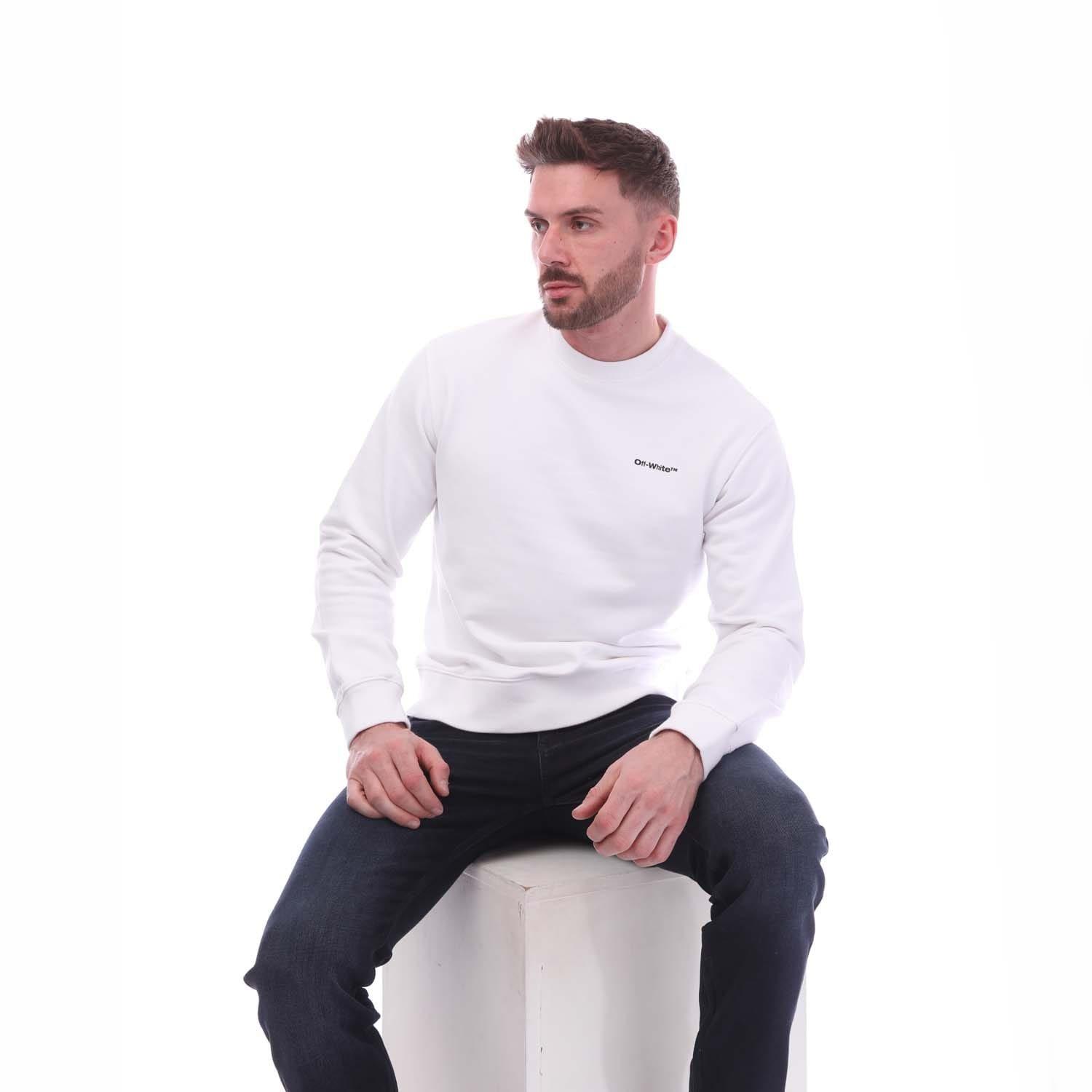 White Black - Off White - Wave Outline Diagonal Slim Crewneck Sweatshirt - 5