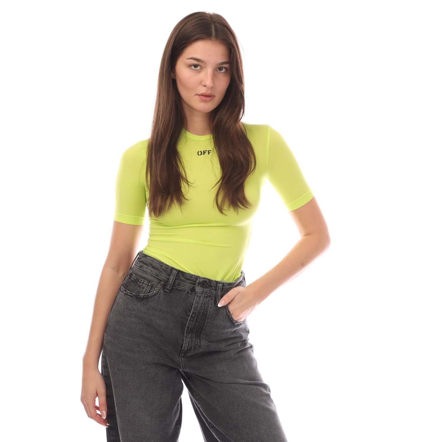 Yellow - Off White - Off Stamp Sec Skin Crew Neck T-Shirt - 1