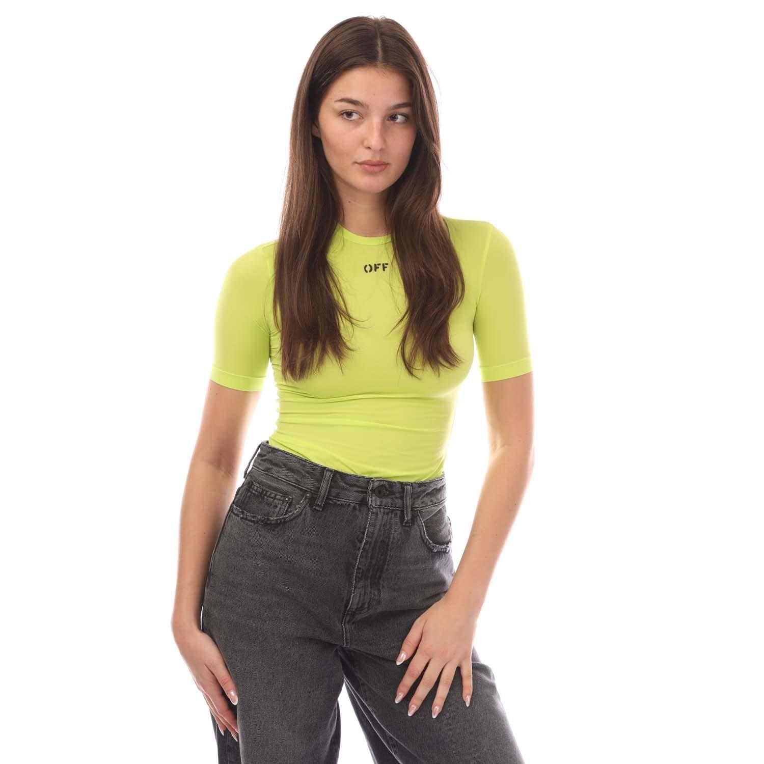 Yellow - Off White - Off Stamp Sec Skin Crew Neck T-Shirt - 2