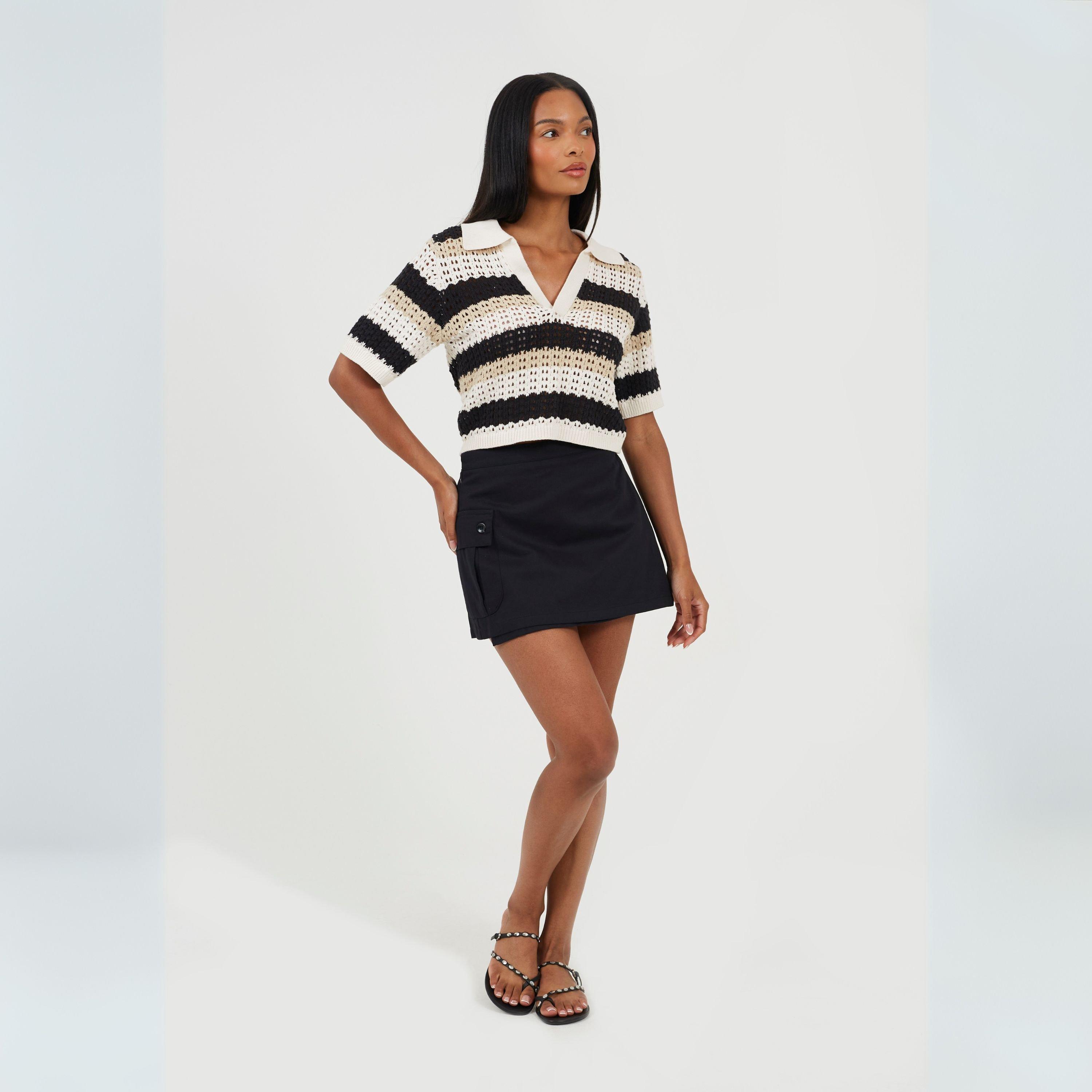 Black - Brave Soul - Womens Wrap Mini Skirt with Pocket Detail - 4