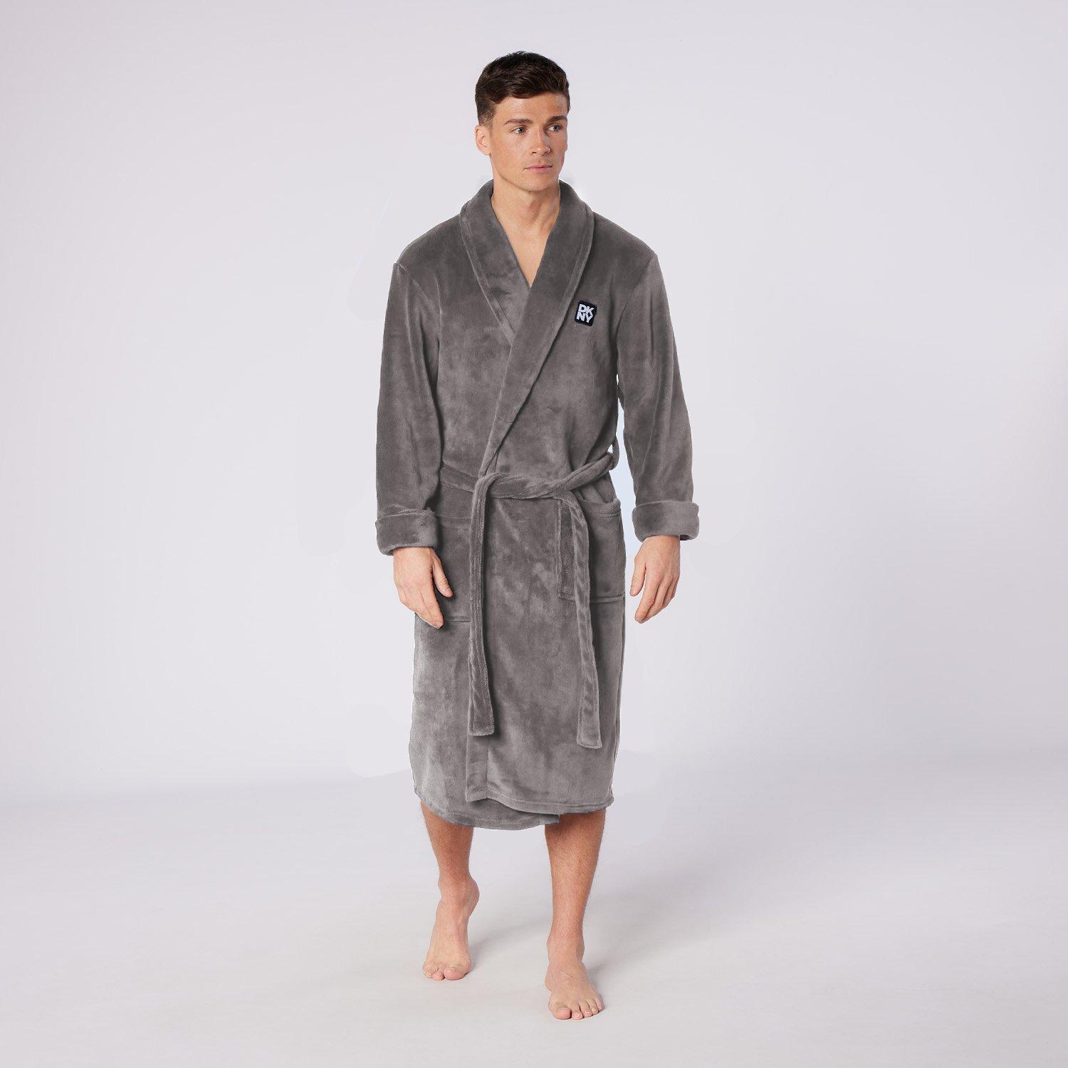 Charcoal - DKNY - DKNY Mens Fleece Robe Trash Pandas - 4