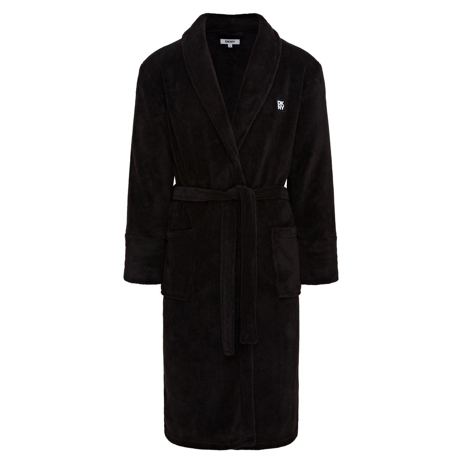 Black - DKNY - DKNY Mens Fleece Robe Trash Pandas - 1