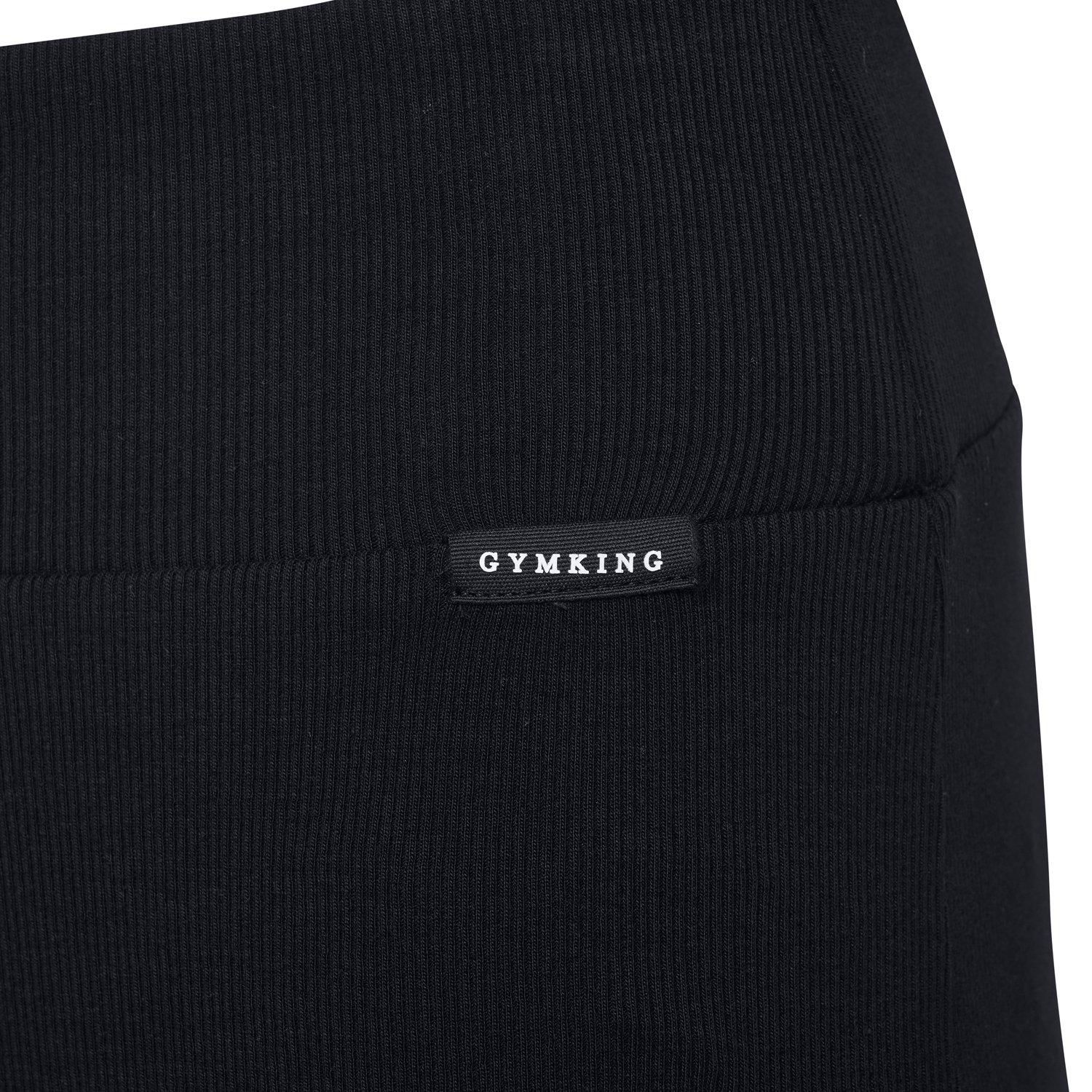 Schwarz - Gym King - Womens Ribbed Flared Black Leggings - 8