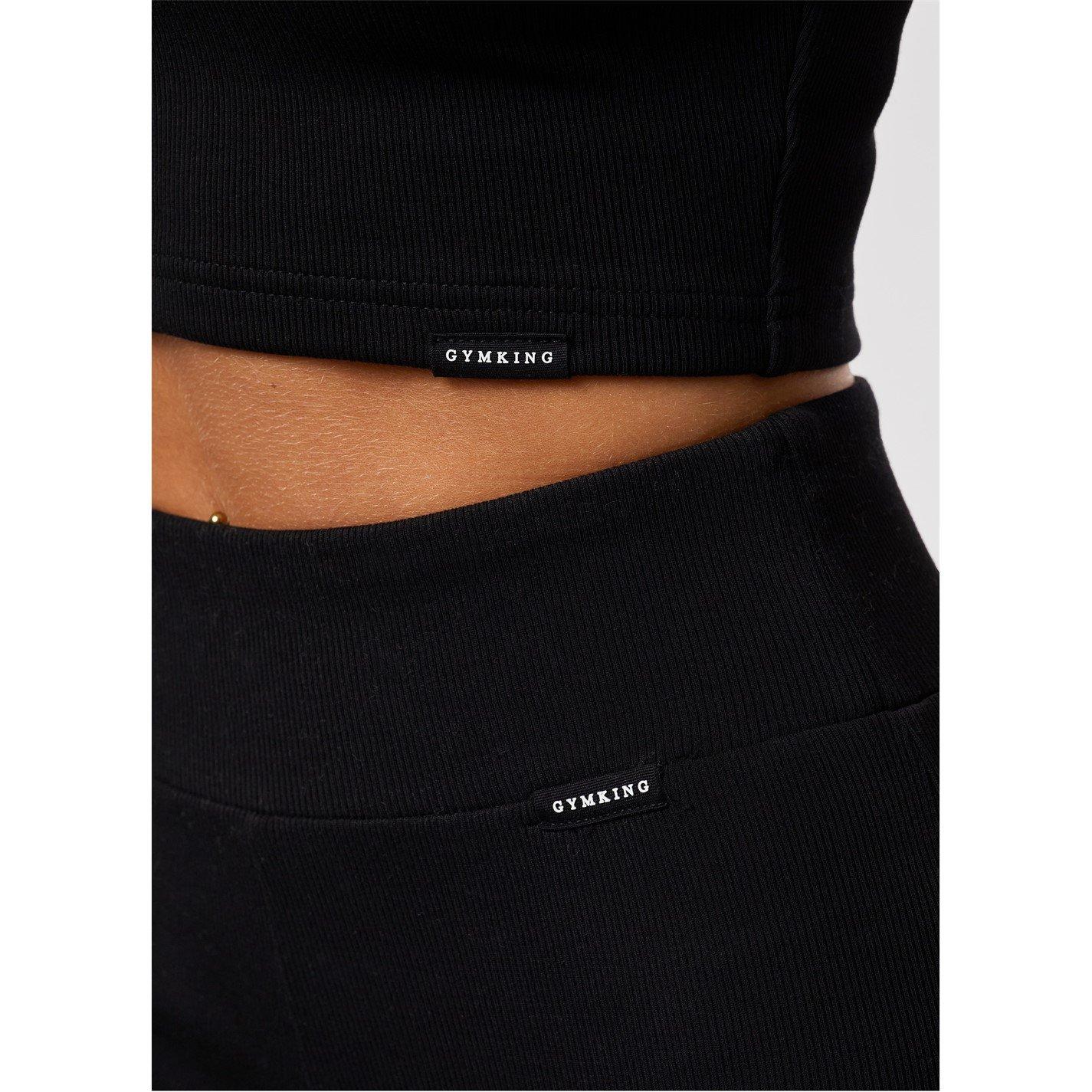 Schwarz - Gym King - Womens Ribbed Flared Black Leggings - 4