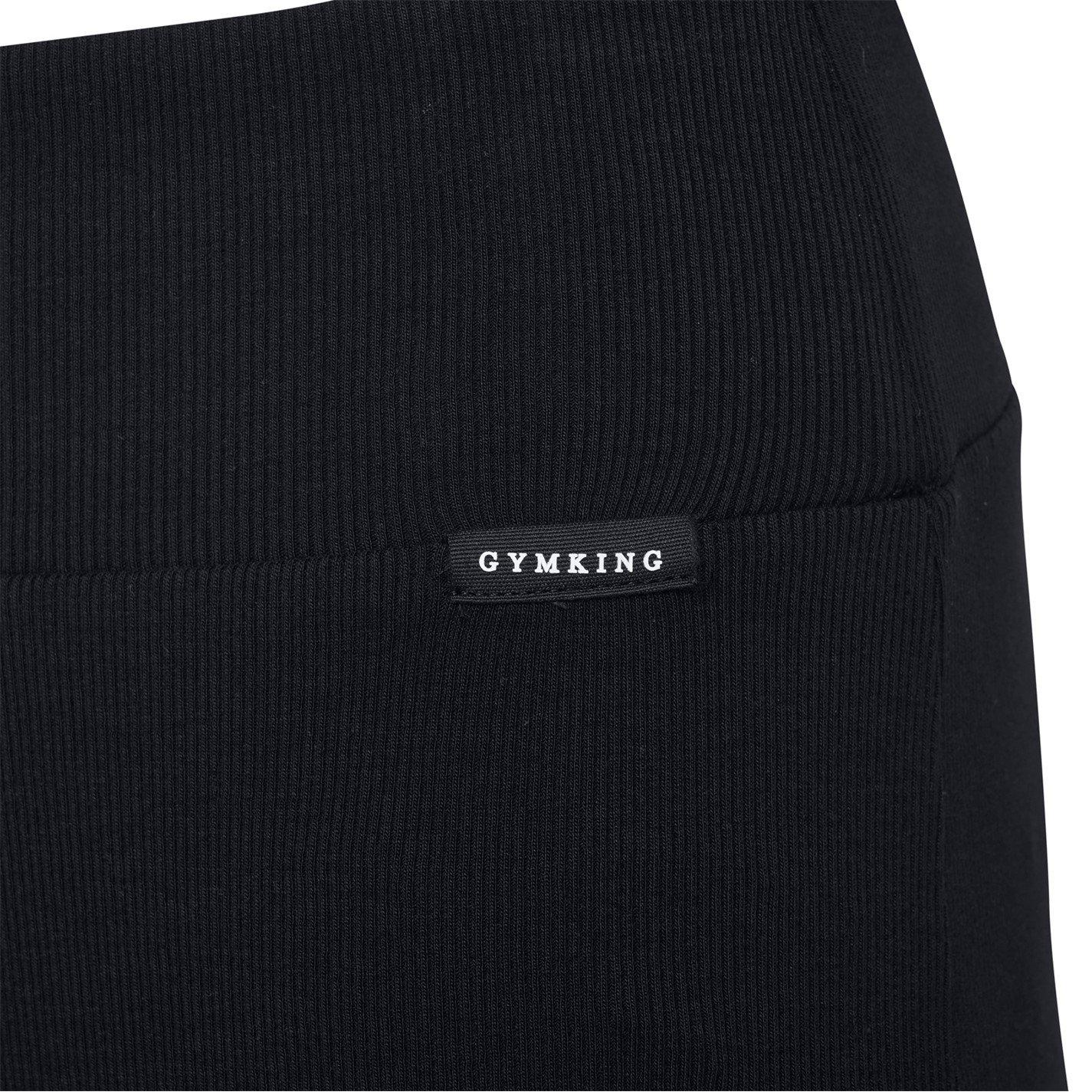 Schwarz - Gym King - Womens Ribbed Flared Black Leggings - 6