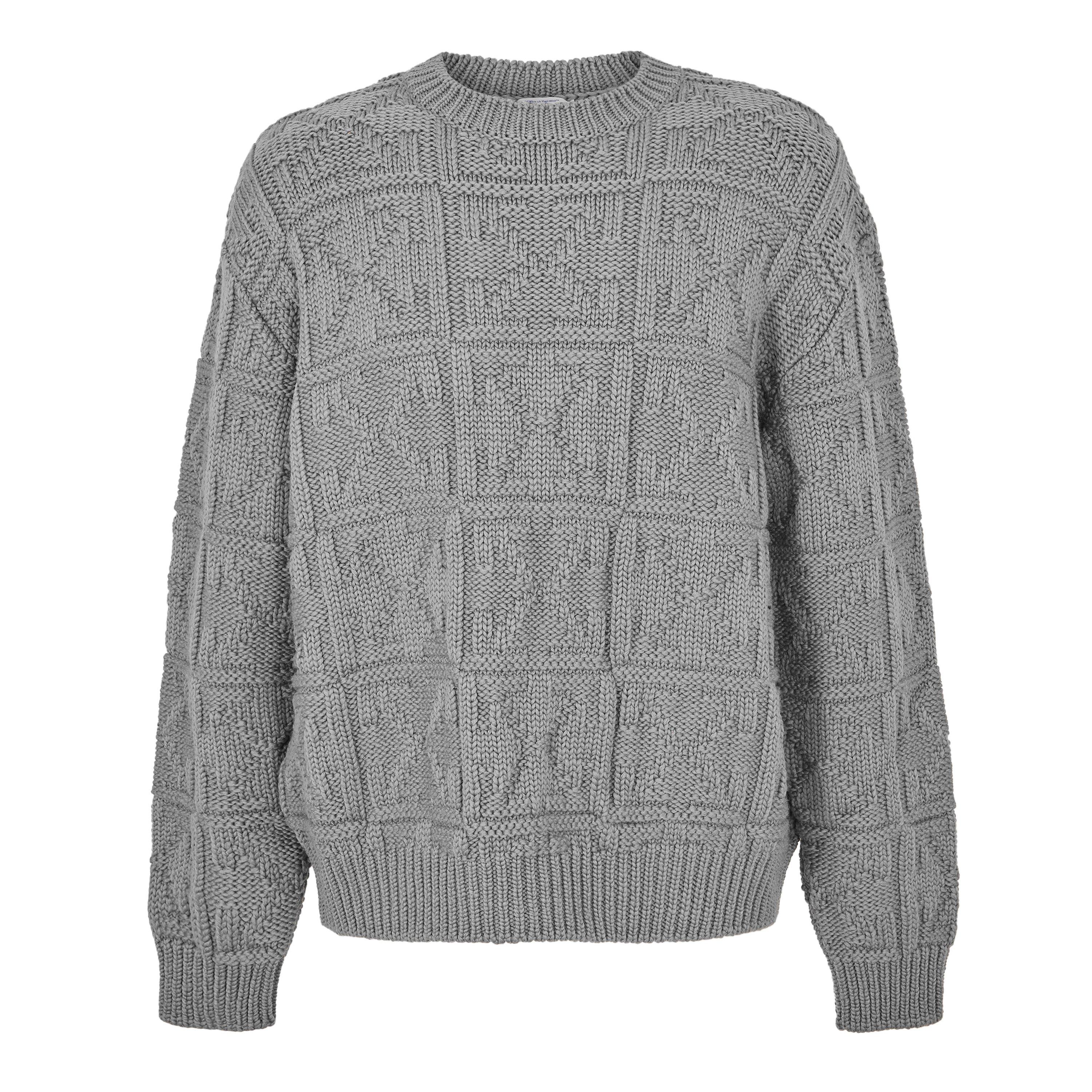 Grey - Off White - Men's Stitch Crew Neck Jumper - 1