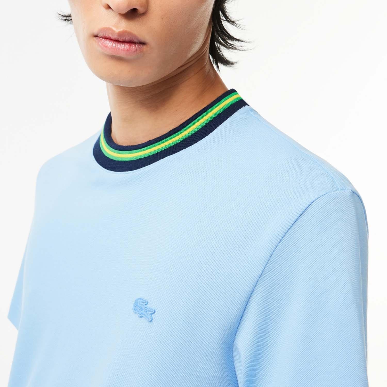 Blue - Lacoste - Stripe Collar Stretch Piqu¿ T-Shirt - 4