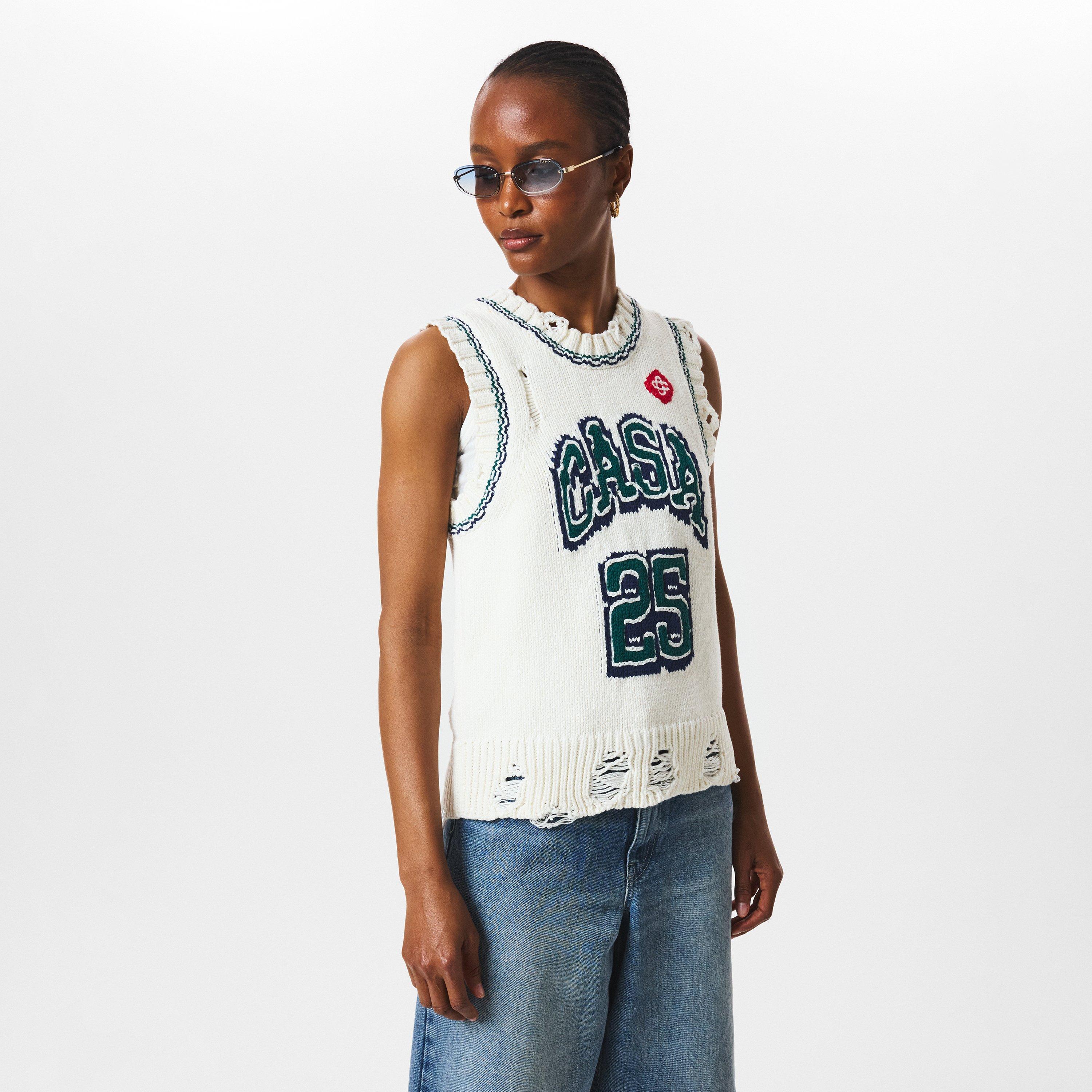 White - Casablanca - Women's Baseball Knitted Crew Neck Jumper - 3