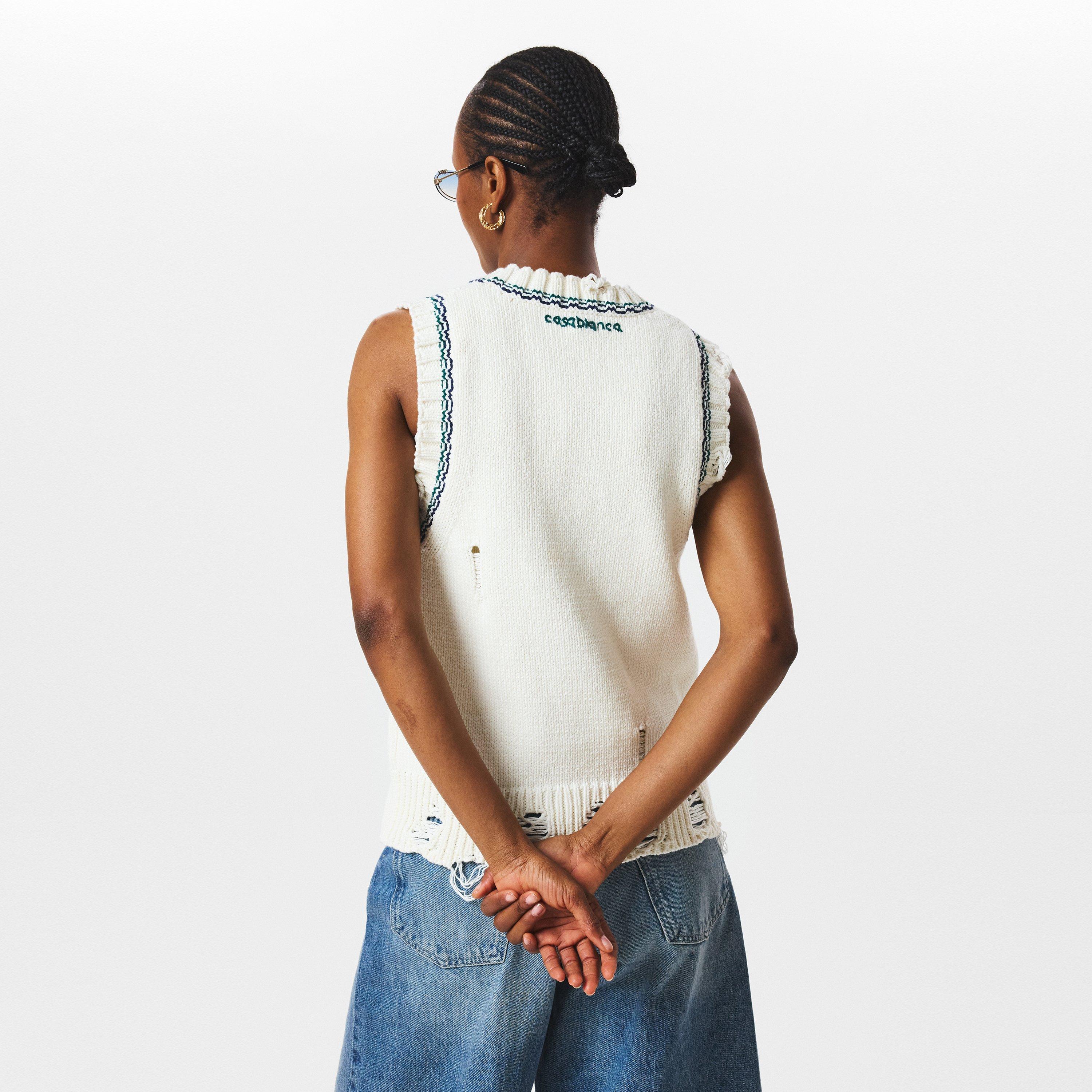 White - Casablanca - Women's Baseball Knitted Crew Neck Jumper - 4