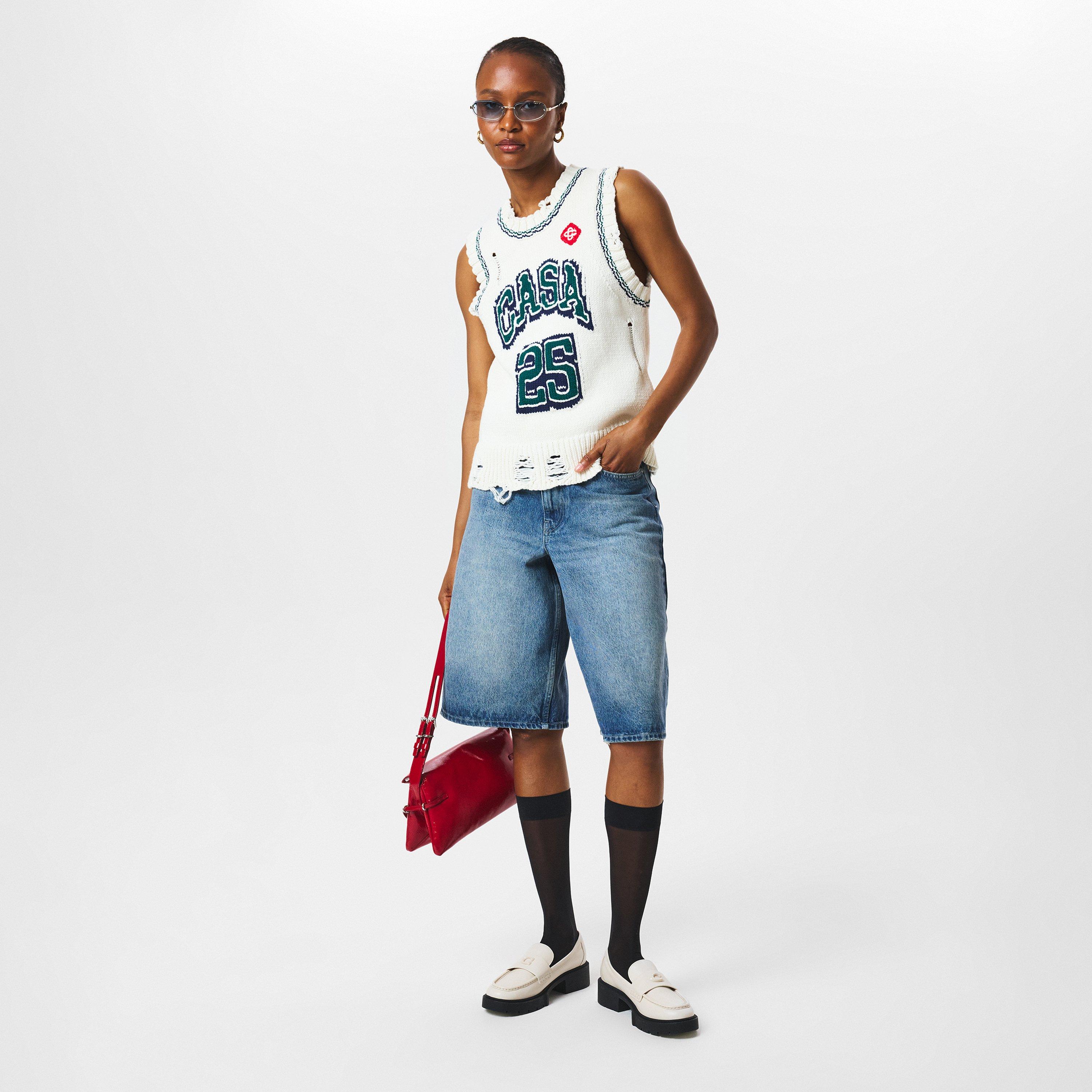 White - Casablanca - Women's Baseball Knitted Crew Neck Jumper - 6