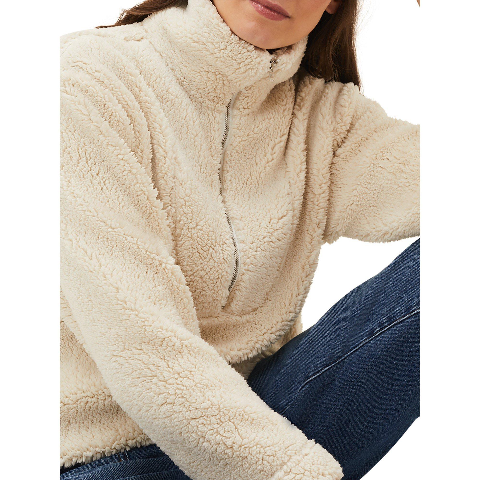 Cream - Phase Eight - Women's Ione Borg Zip Funnel Neck Jacket - 4