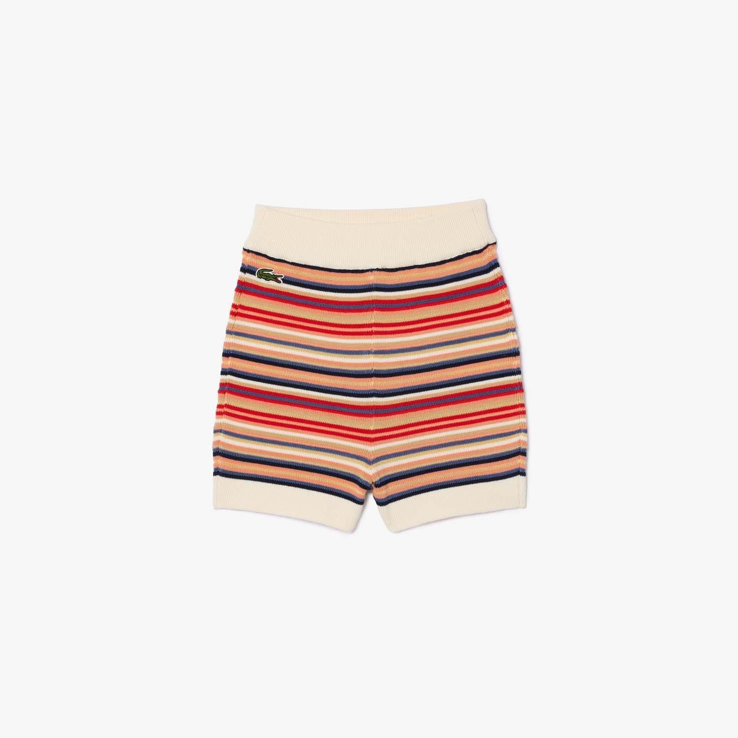 Multi Colour - Lacoste - Contrast Waist Striped Cotton Shorts - 3