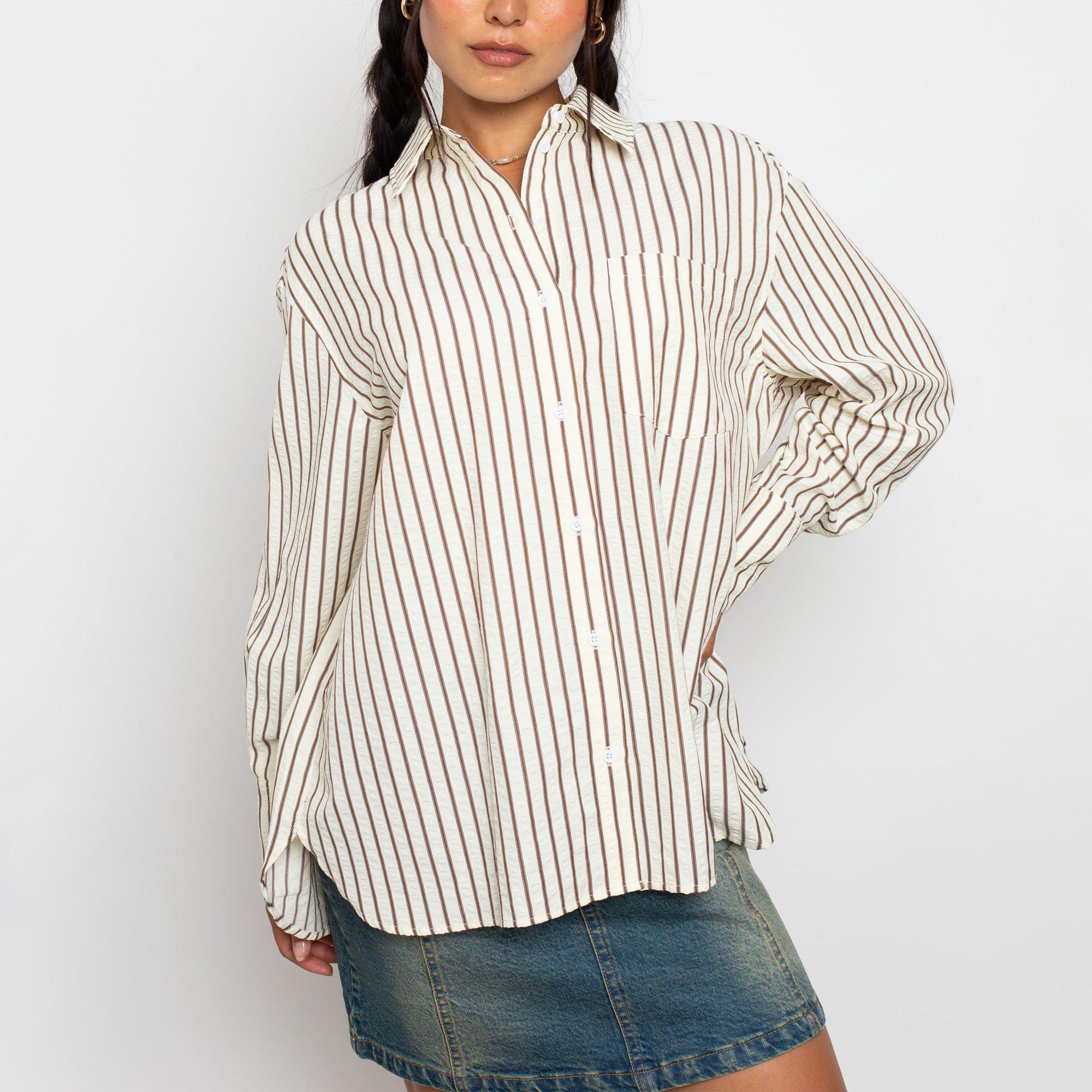 MULTI STRIPE - Daisy Street - Womens Oversized Multi-Stripe Shirt - 1