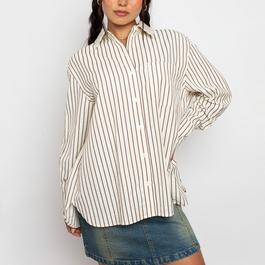 Daisy Street Womens Oversized Multi-Stripe Shirt