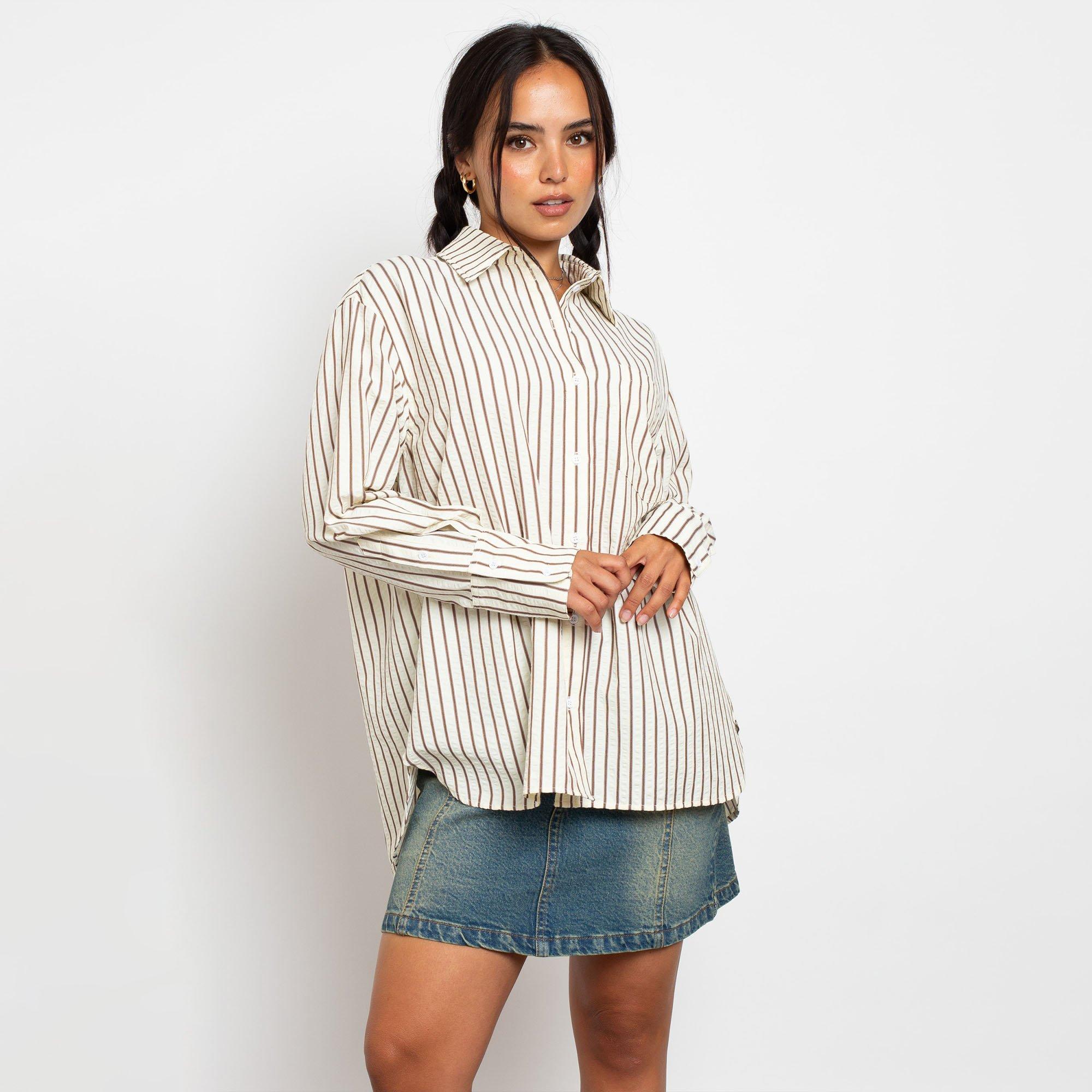 MULTI STRIPE - Daisy Street - Womens Oversized Multi-Stripe Shirt - 5