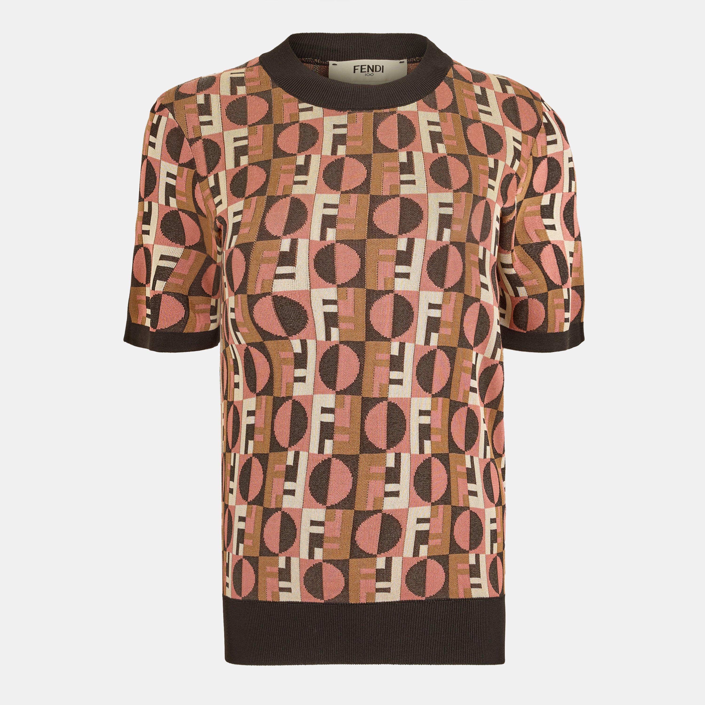 Fendi Women's Monogram Crew Neck Jumper - Blush - Size 42 (UK 10)