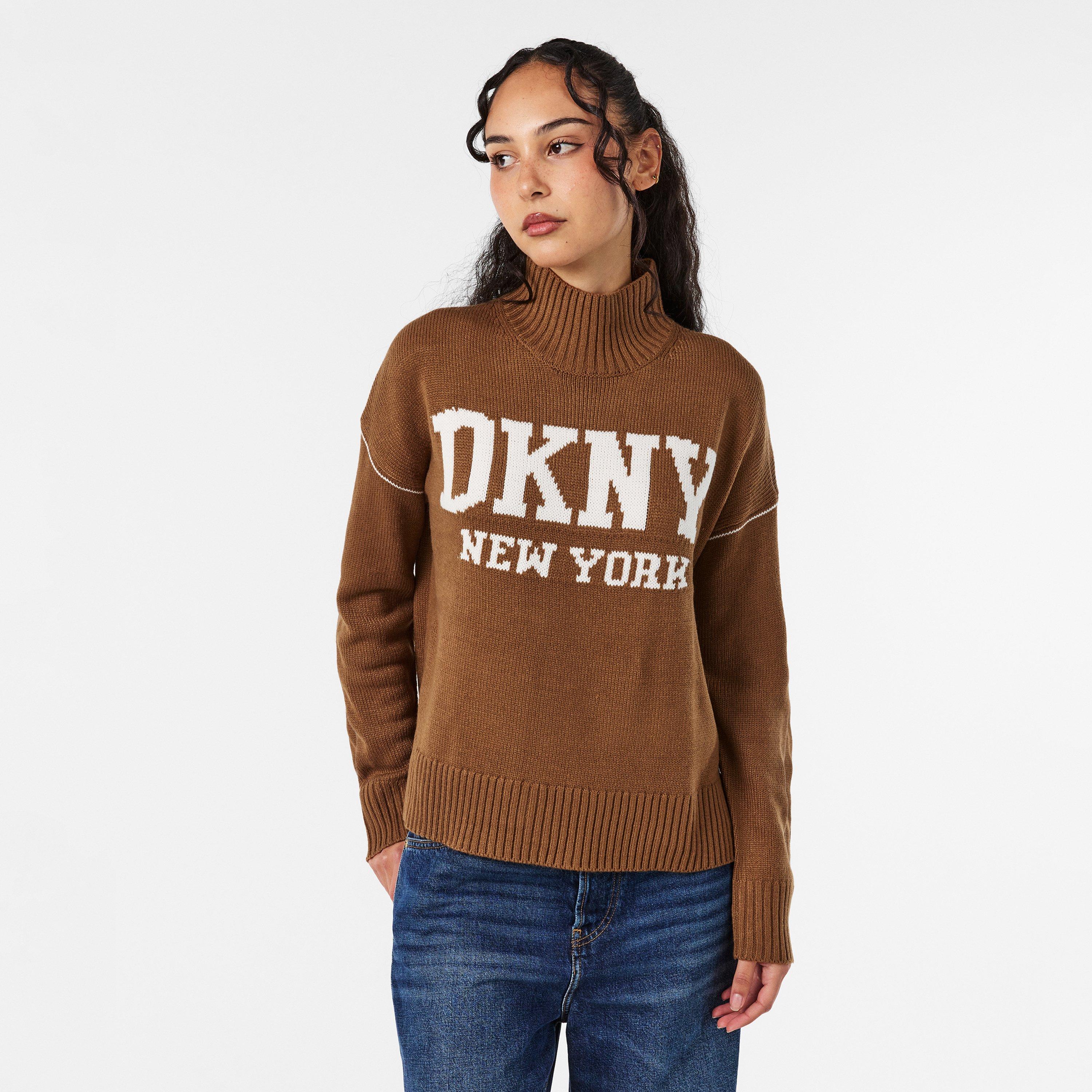 Camel - DKNY - Women's Knitted Turtle Neck Jumper - 3