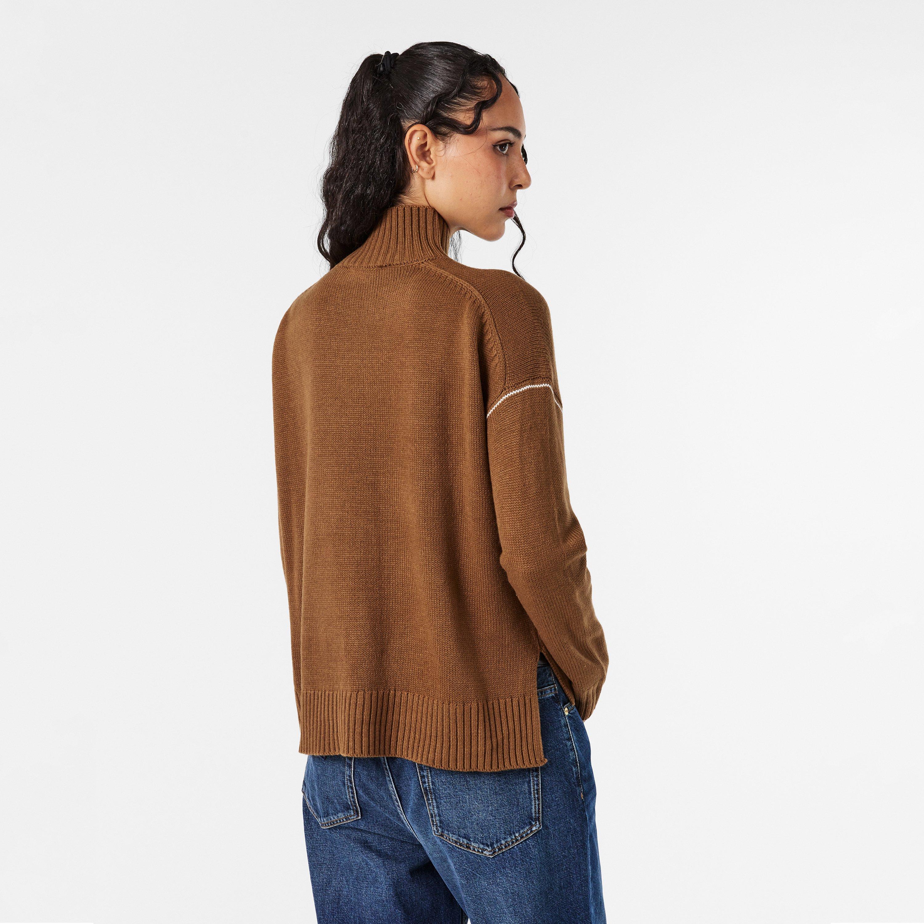 Camel - DKNY - Women's Knitted Turtle Neck Jumper - 4