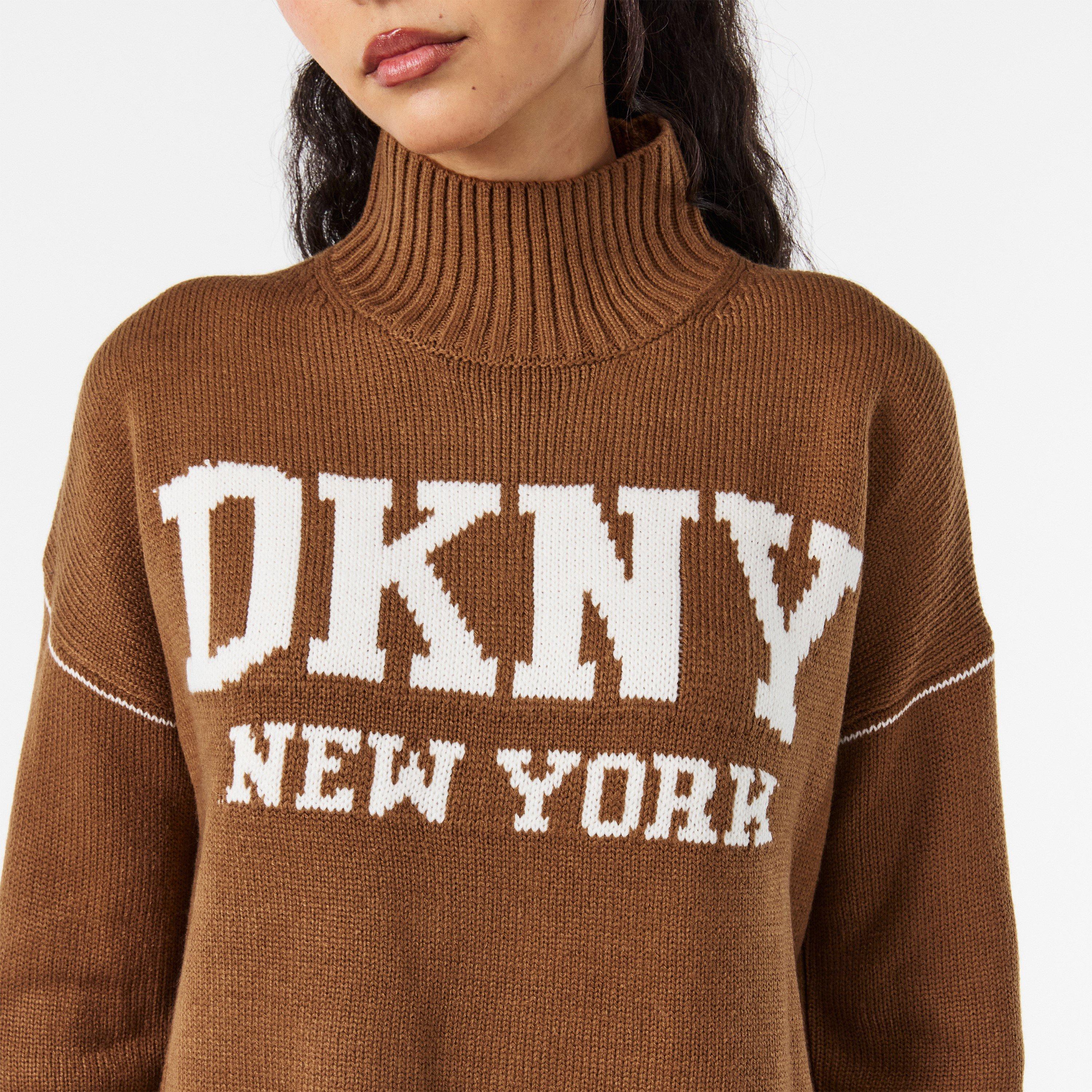 Camel - DKNY - Women's Knitted Turtle Neck Jumper - 5