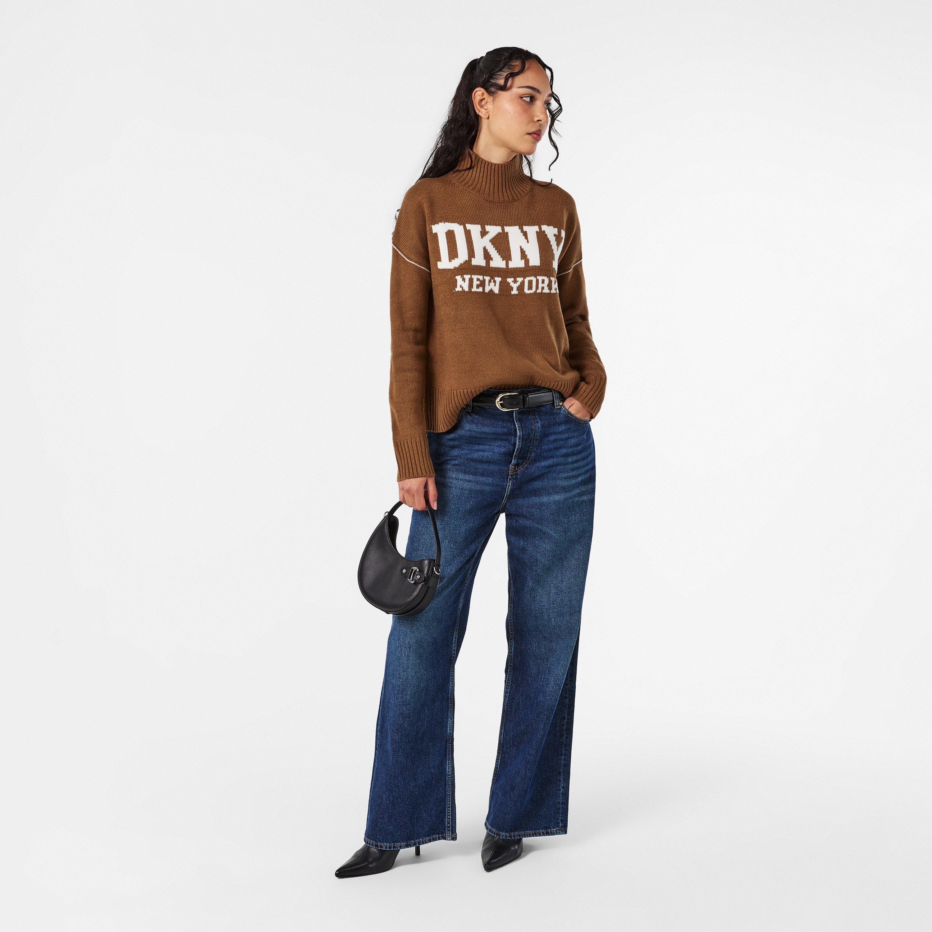 Camel - DKNY - Women's Knitted Turtle Neck Jumper - 6