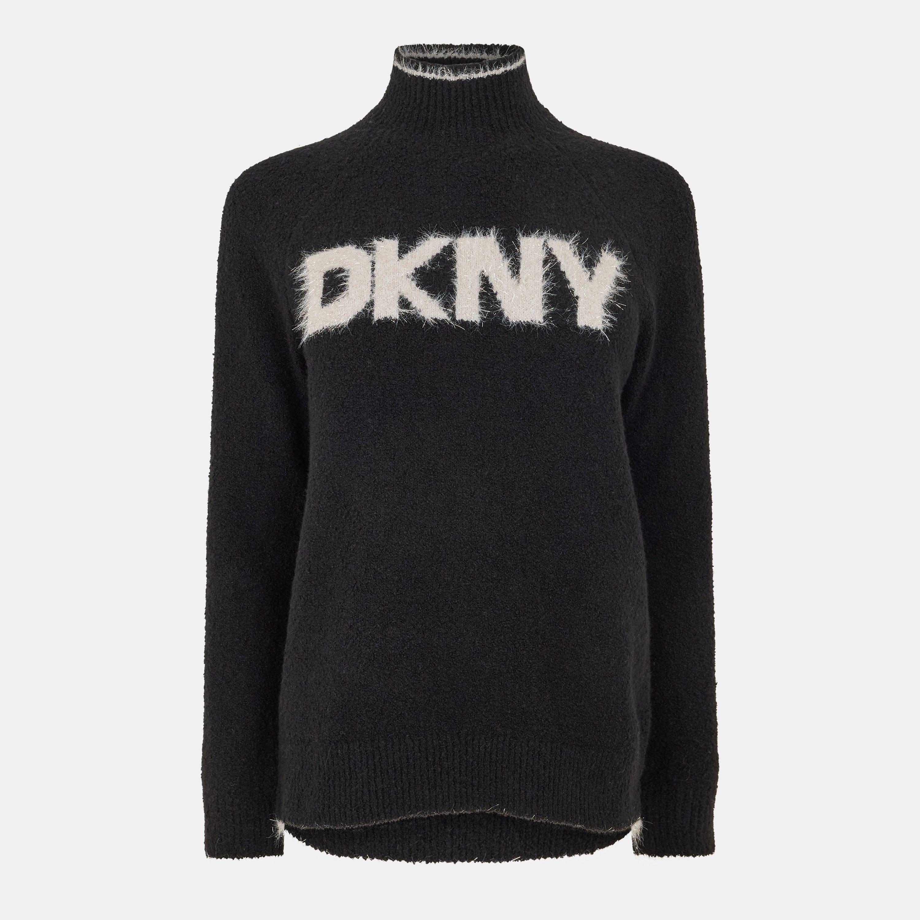 Nero/Bianco - DKNY - Women's Tinsel Logo Knitted Crew Neck Jumper - 1