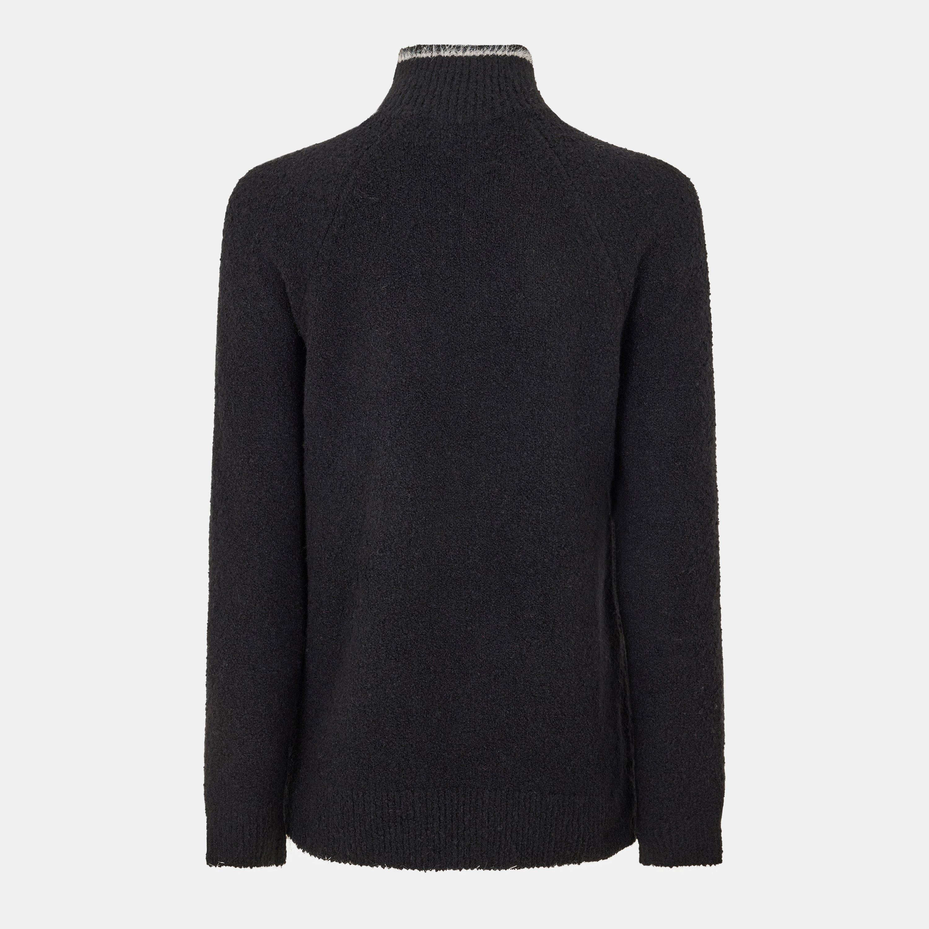 Black/White - DKNY - Women's Tinsel Logo Knitted Crew Neck Jumper - 2