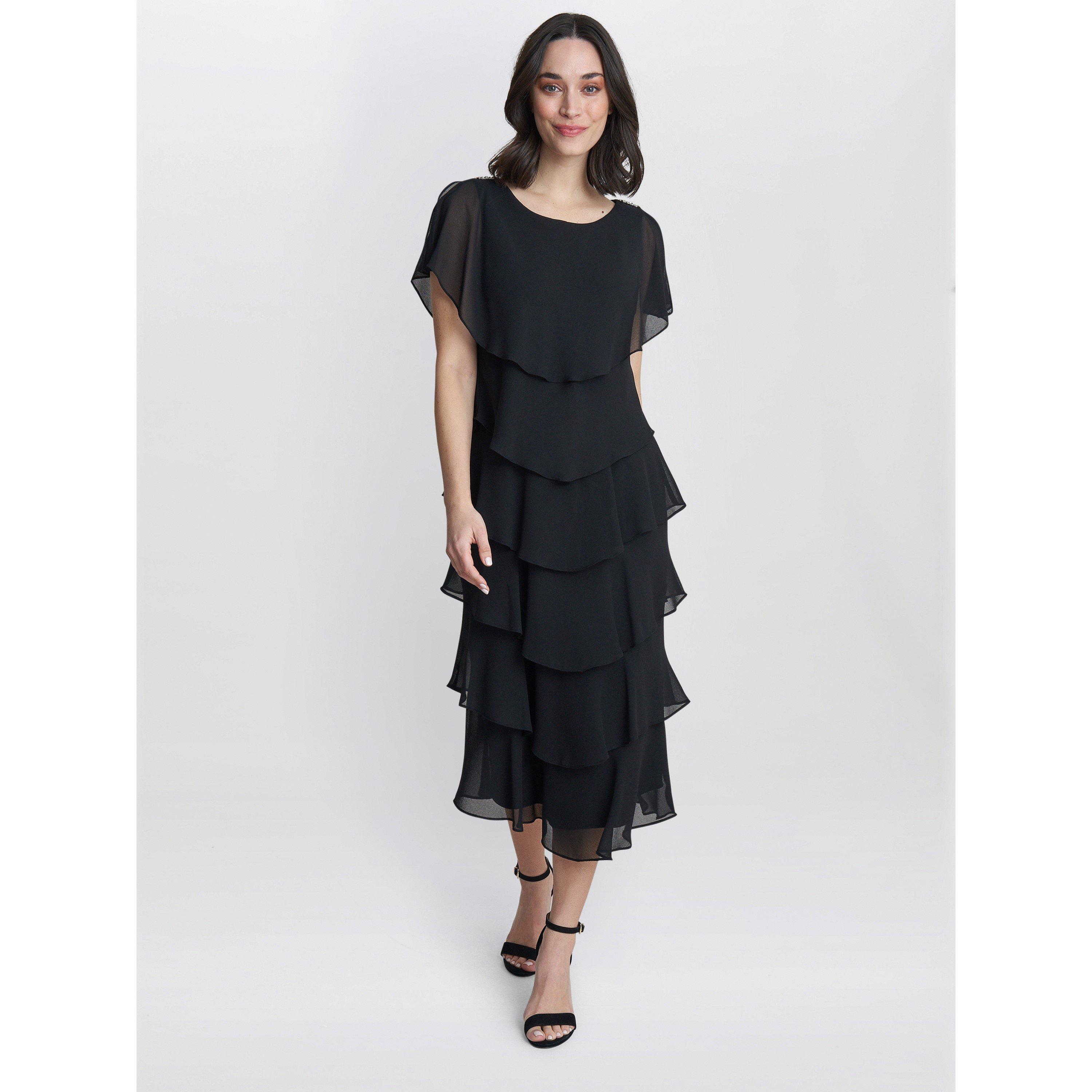 Gina Bacconi Women's Tessa Midi Tiered Cocktail Dress - Black - 10