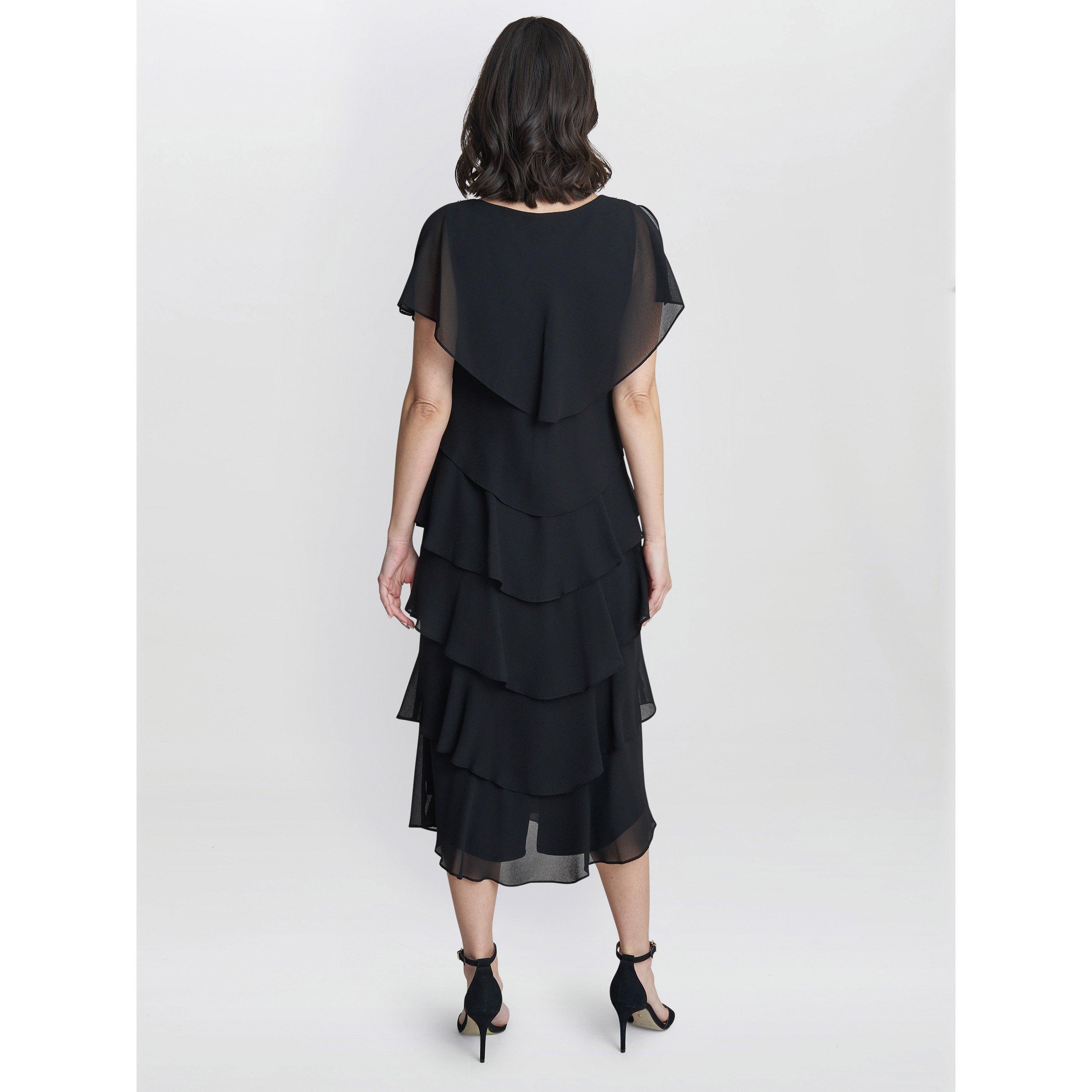 Black - Gina Bacconi - Women's Tessa Midi Tiered Cocktail Dress - 2