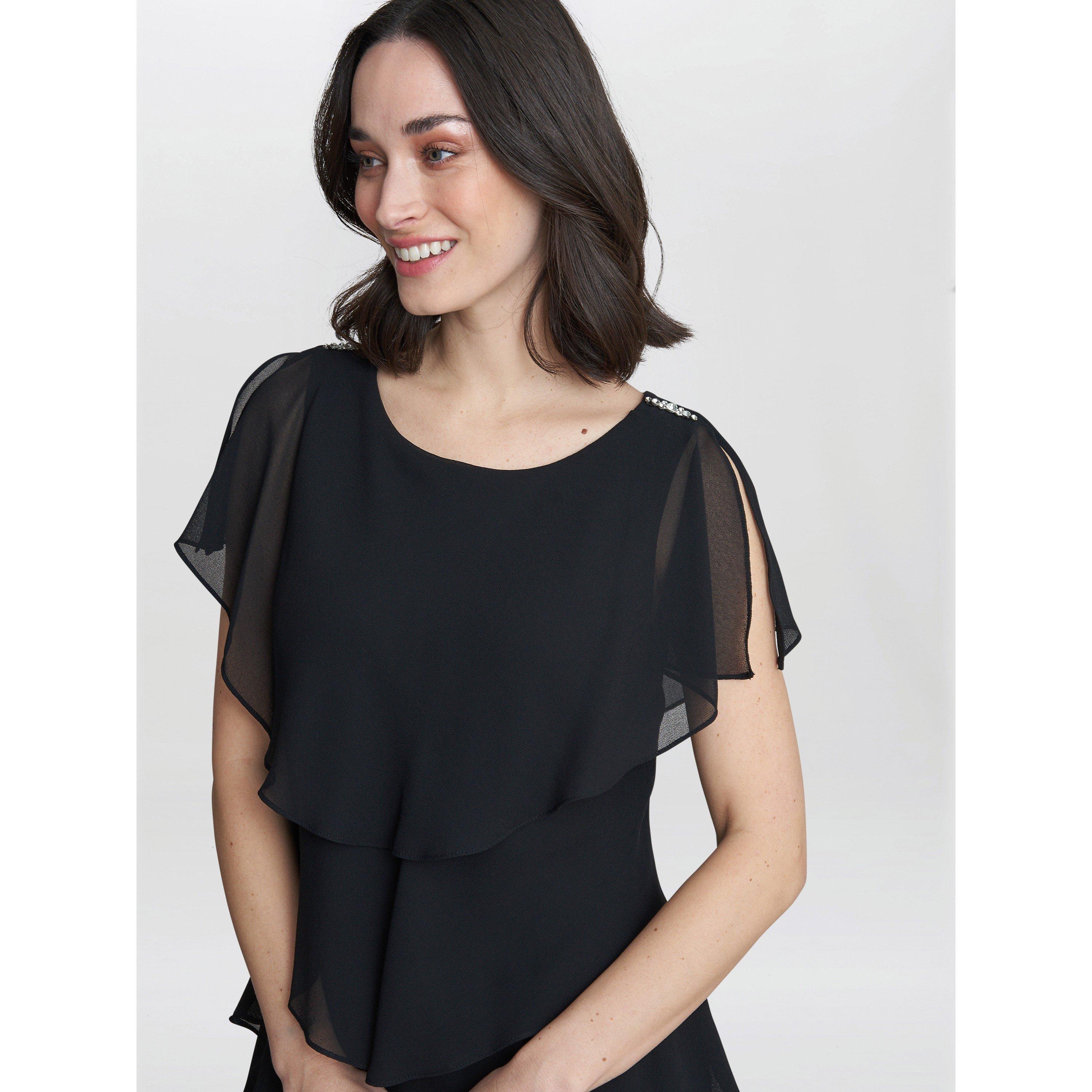 Black - Gina Bacconi - Women's Tessa Midi Tiered Cocktail Dress - 4